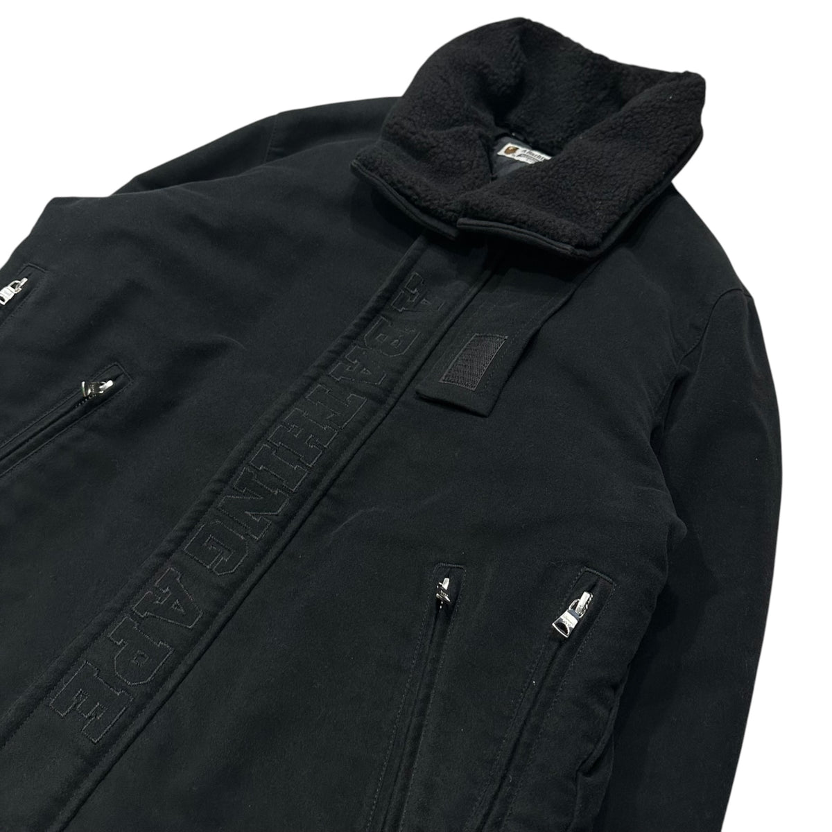 A BATHING APE(アベイシングエイプ) Shearling collar flight jacket 襟ボア フライト ジャケット L ブラック