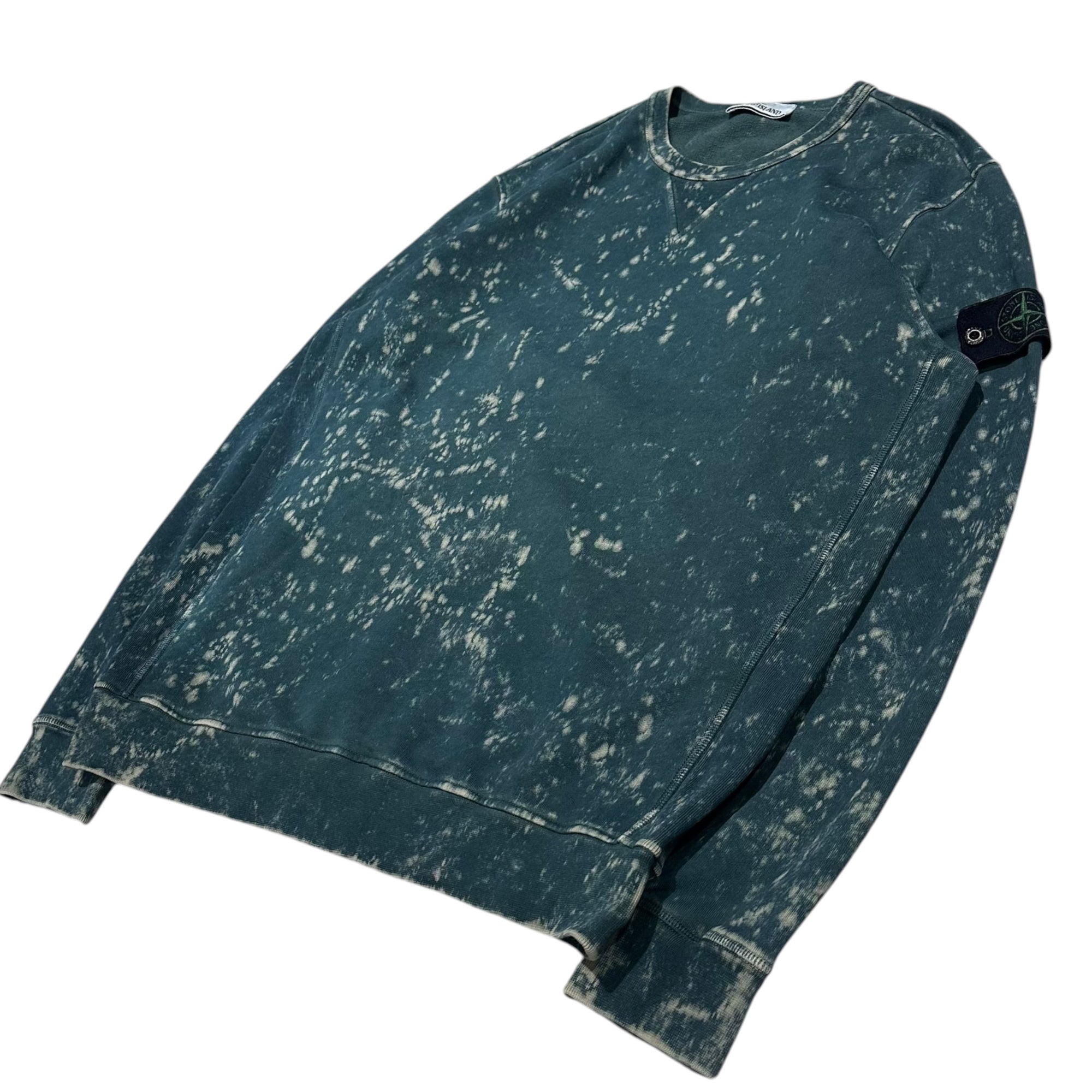 STONE ISLAND(ストーンアイランド) 2022SS Off-Dye Treatment Crewneck Sweatshirt オフダイ トリートメント クルーネック スウェットシャツ 761561538 XL ブルーグリーン