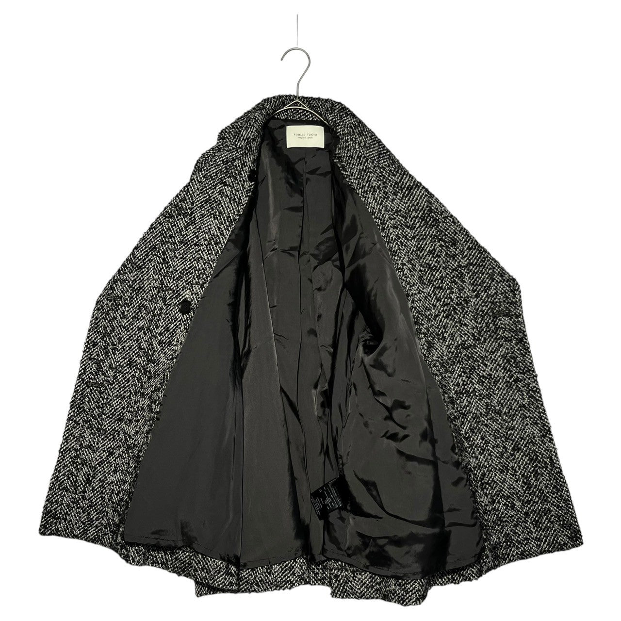 PUBLIC TOKYO(パブリックトーキョー) herringbone short coat ヘリンボーン ショート コート 161651011 FREE ブラック×ホワイト 参考定価39,600円 ウール ジャケット