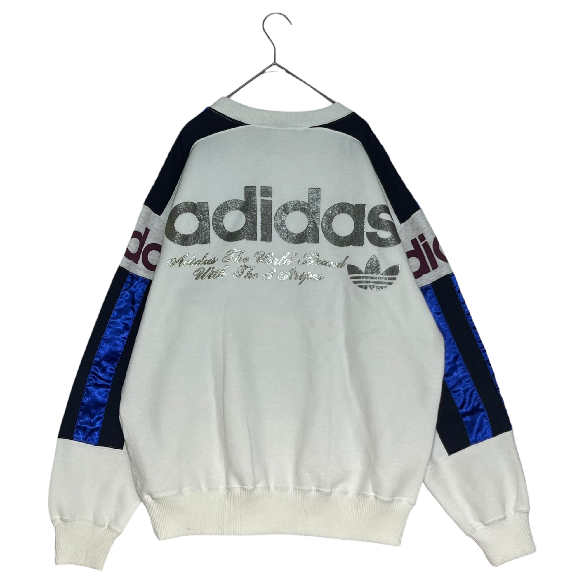 adidas(アディダス) 80’s ~ 90's Vintage sweatshirt ヴィンテージ ロゴ スウェット AA-3220 L-O ホワイト×ブルー 80年代~90年代