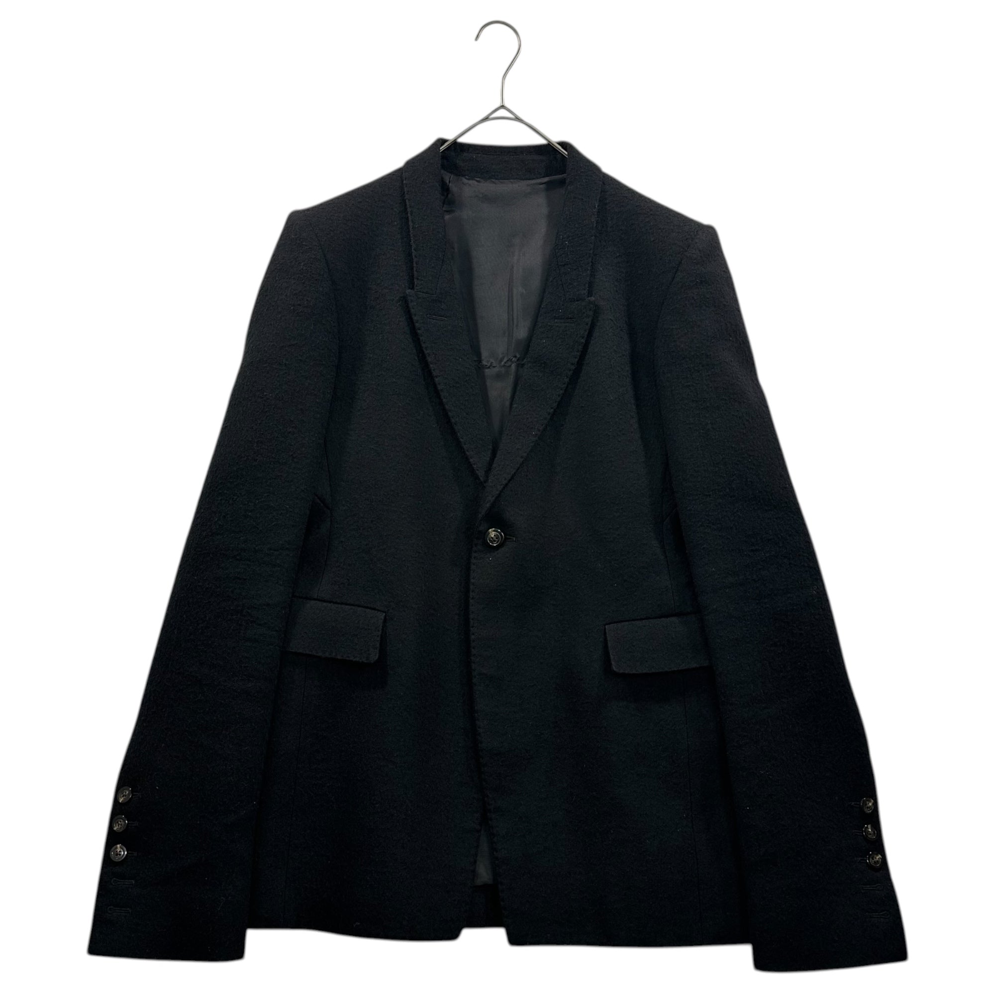 Rick Owens(リックオウエンス) Cotton-Wool Brushed 1B Blazer Jacket コットン ウール 起毛 1ボタン ブレザー ジャケット RU02A5738-WCF 38 ブラック