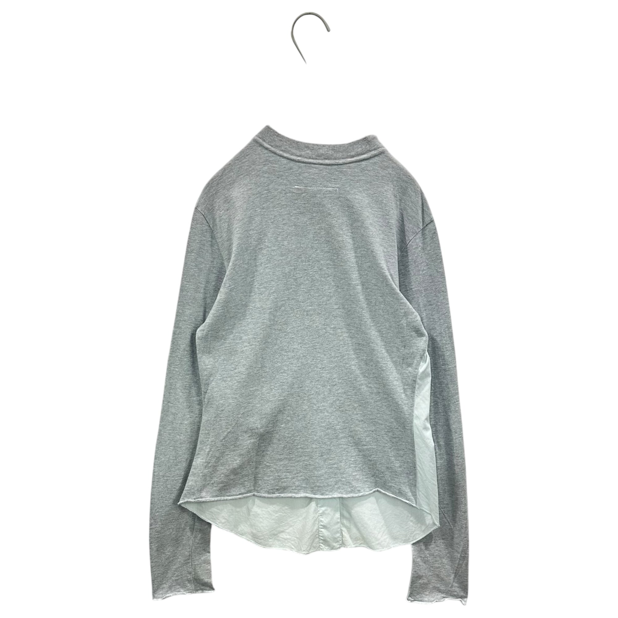 MM6 Maison Margiela × 10 corso como(エムエムシックス ×ディエチコルソコモ コムデギャルソン) Mixed-Fabric Collarless Shirt 異素材 切替 ノーカラー シャツ 32 C035 38 ライトブルー×グレー ここのえ期