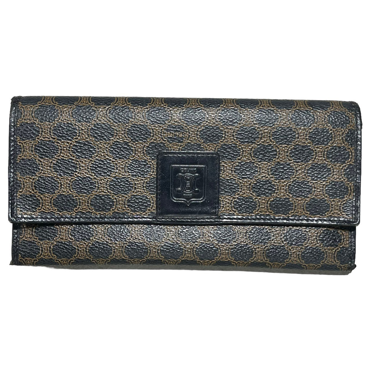 CELINE(セリーヌ) macadam pattern long wallet マカダム柄 長財布 M/98/1 ブラウン×ブラック OLD  ヴィンテージ