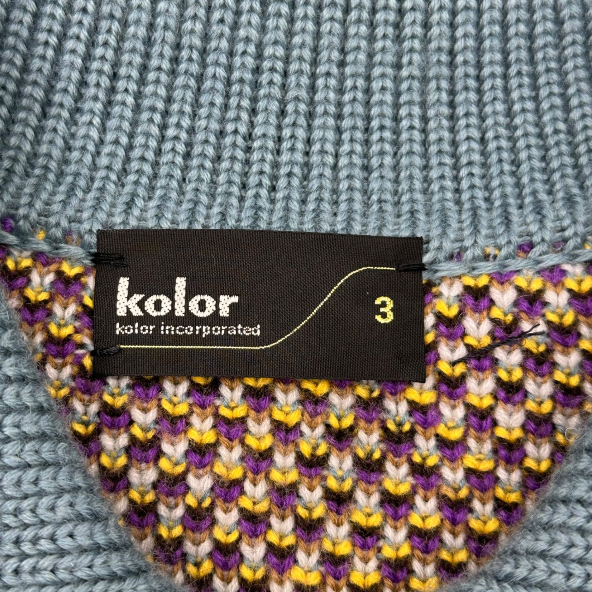 kolor(カラー) 23AW Jacquard Pattern Zip Polo Knit ジャガード柄 ジップ ポロ ニット 23WCM-N08304 3 ライトブルー