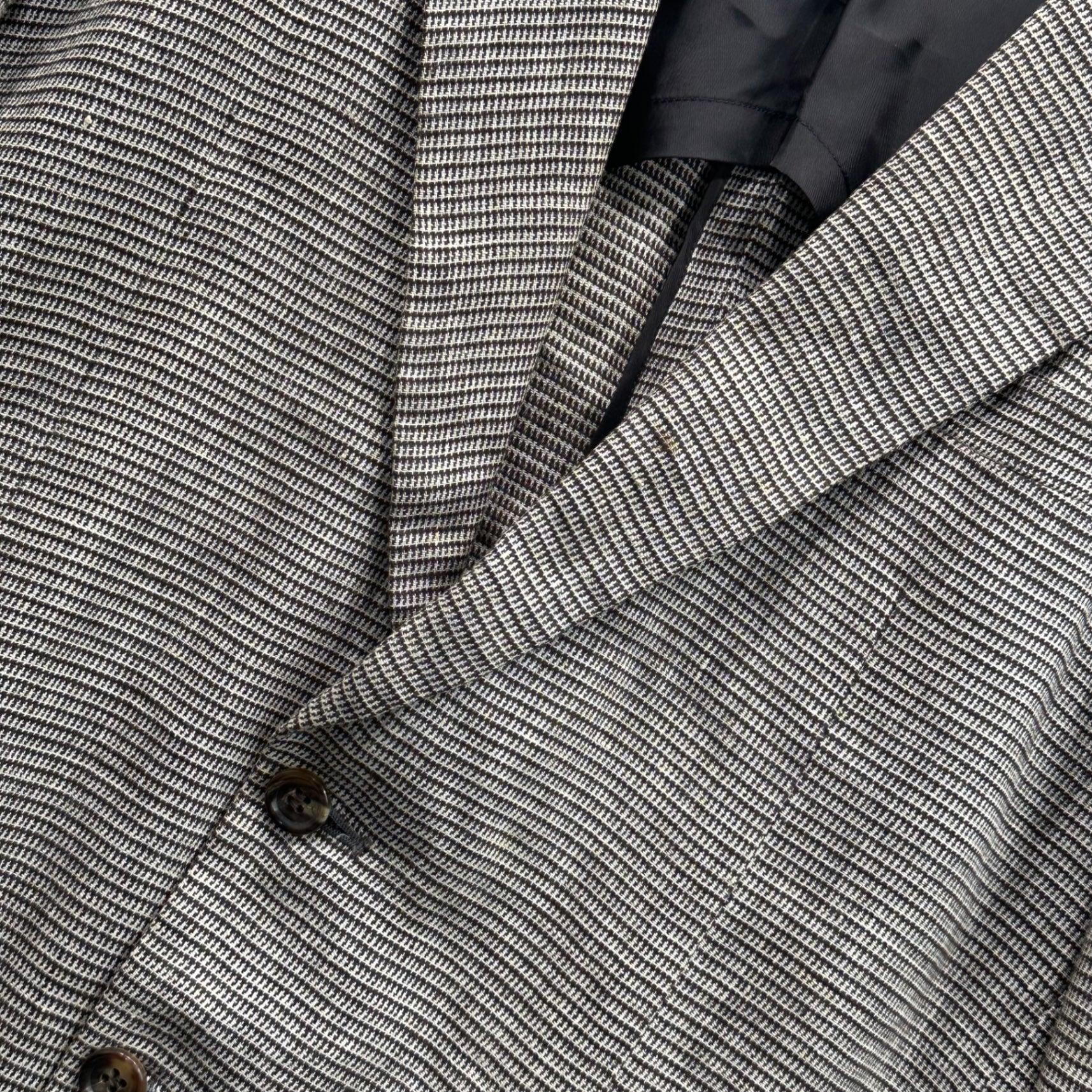 COMME des GARCONS HOMME(コムデギャルソンオム) 80's Linen 2B Tailored Jacket 本人期 リネン 2B テーラード ジャケット HJ-11049S S ベージュ×ブラウン 1980年代 川久保玲 本人期