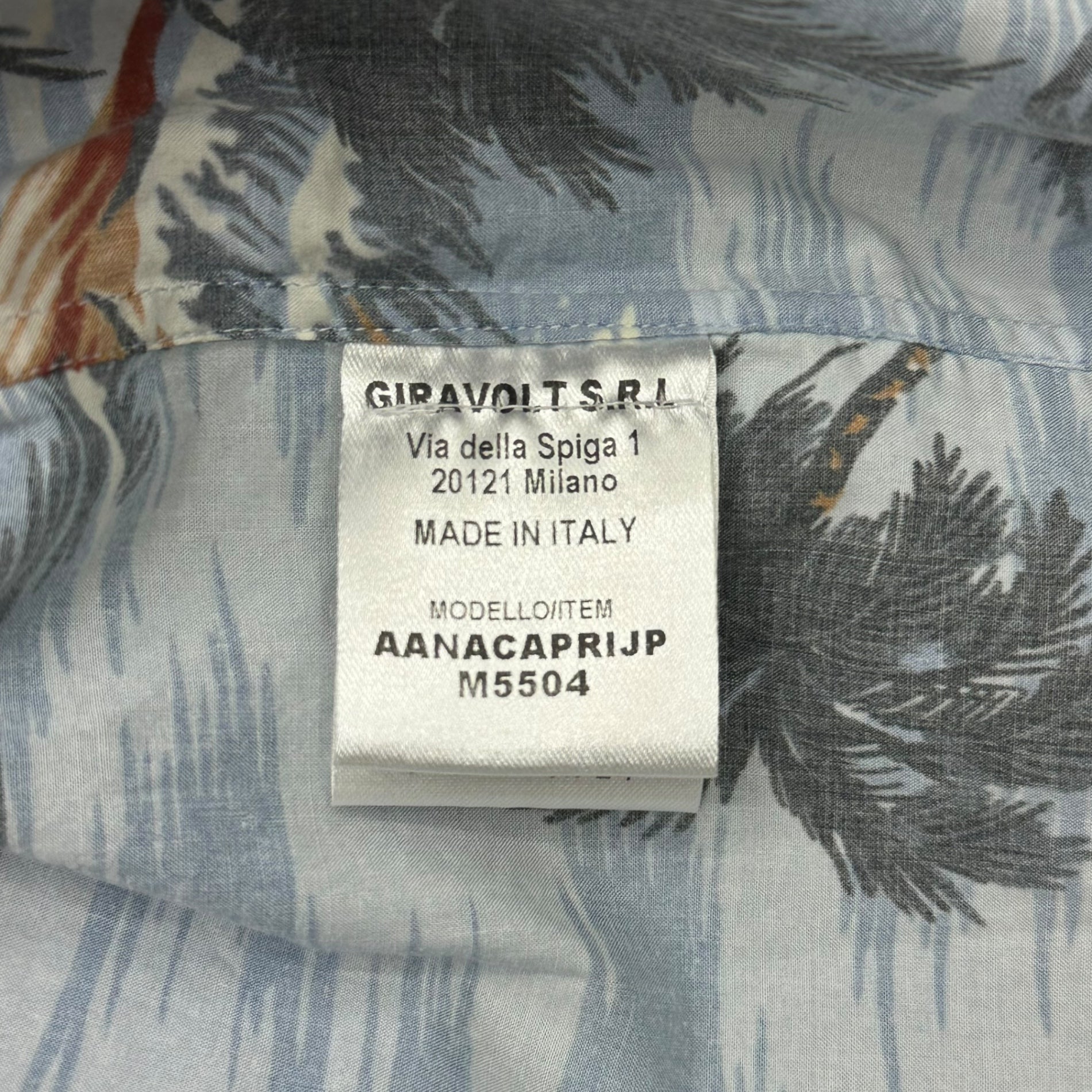 DOPPIAA(ドッピアアー) AZZURRO E BLU MARINE SHIRT ビーチ プリント 長袖 シャツ 241-31403-690 45 ブルー 参考定価41800円