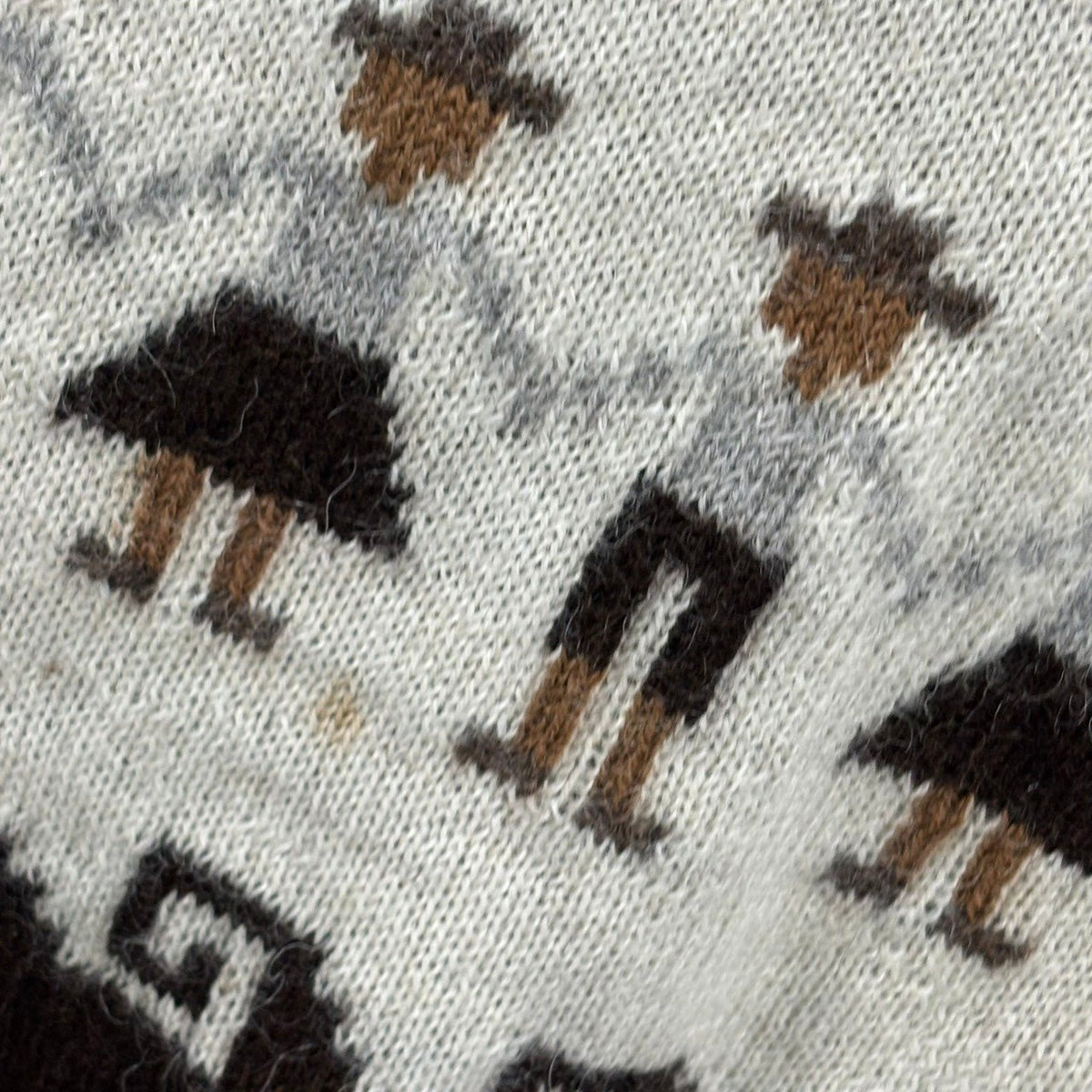 COMME des GARCONS(コムデギャルソン) 2008AW Rhinestone-Embellished Ethnic-Patterned Alpaca Knit ラインストーン 装飾 民族柄 アルパカ ニット OB-N026 M ブラウン×アイボリー AD2008 アルパカ100%