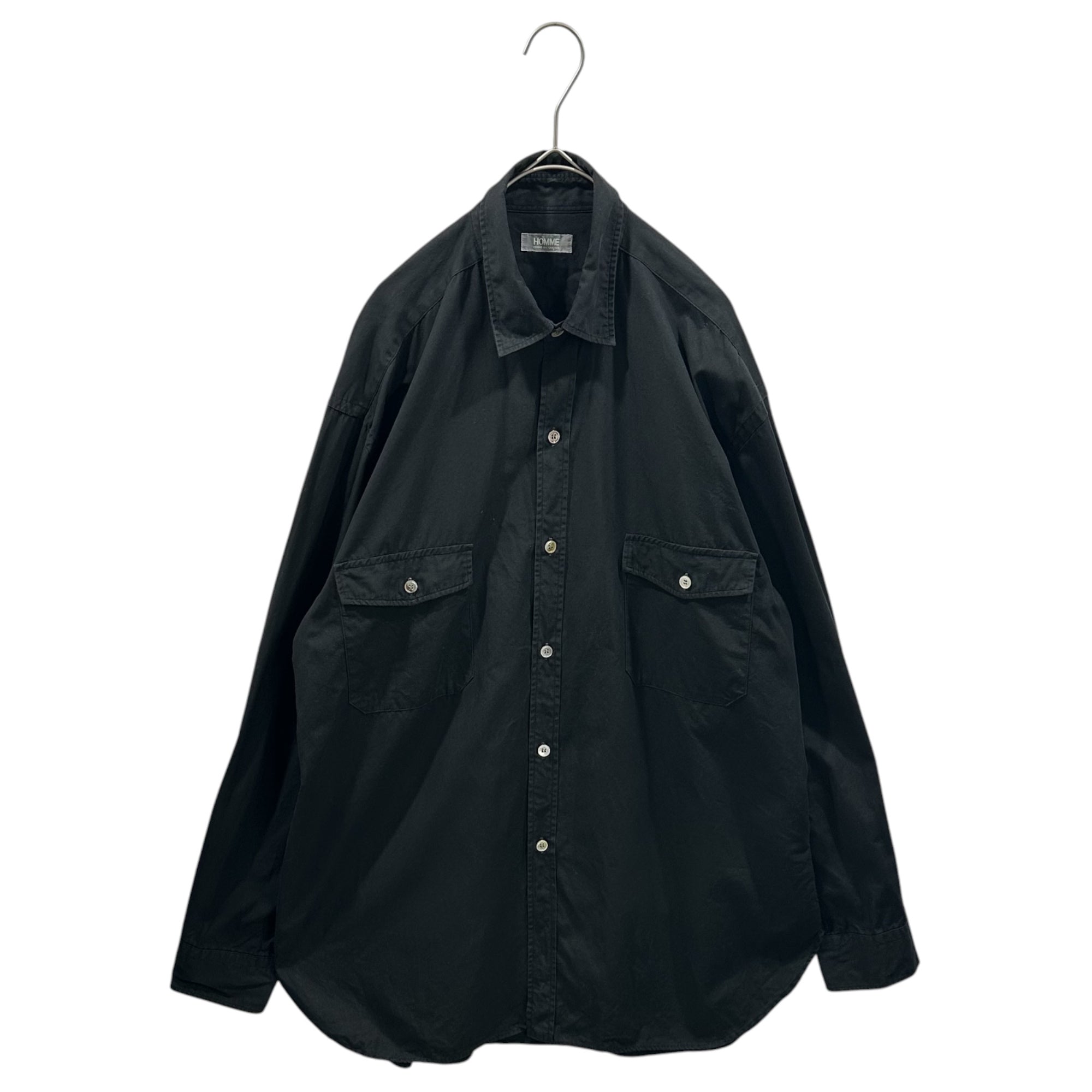 COMME des GARCONS HOMME(コムデギャルソンオム) 1978~1983's Vintage Flap-Pocket L/S Shirt ヴィンテージ フラップ ポケット 長袖 シャツ HB-110250 FREE ブラック AD表記無 デカオム