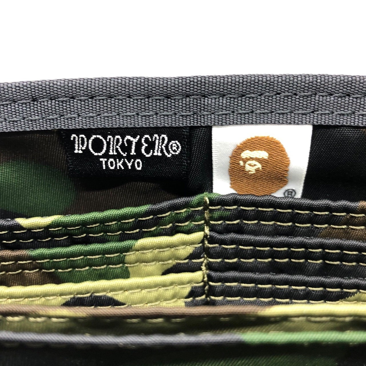 A BATHING APE × PORTER(アベイシングエイプ×ポーター) Nylon camouflage long wallet ナイロン カモフラ長財布 カーキ×ブラック×ブラウン