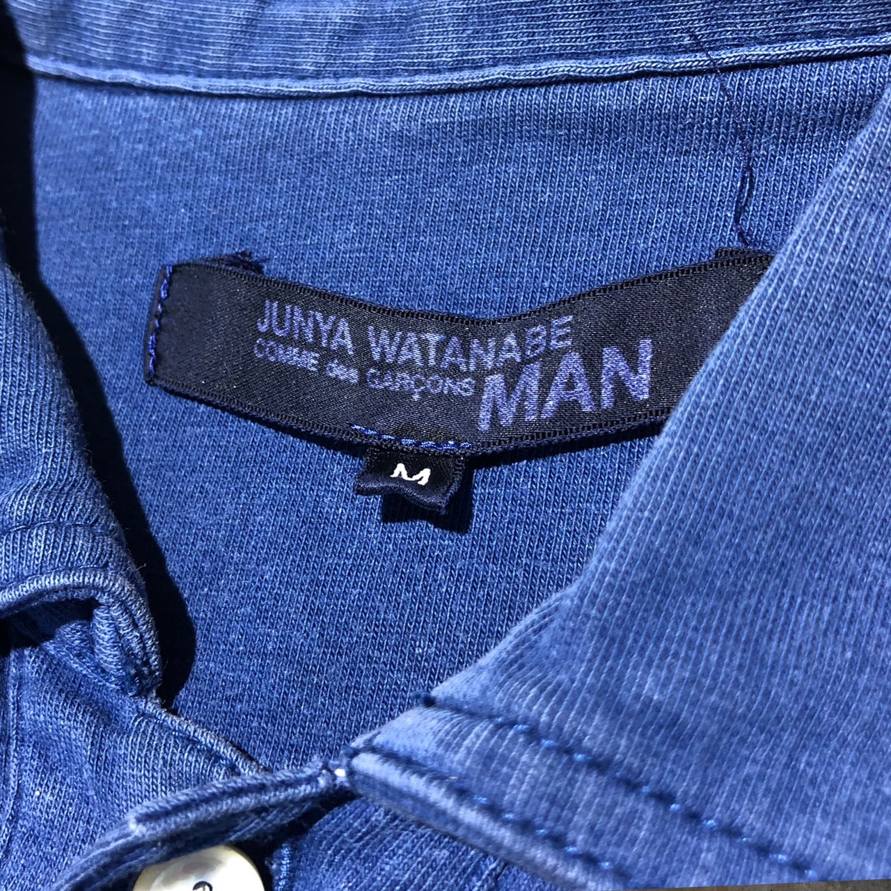 COMME des GARCONS JUNYA WATANABE MAN(コムデギャルソンジュンヤワタナベマン) 07AW後染め7分袖ポロシャツ WB-T003 M ブルー