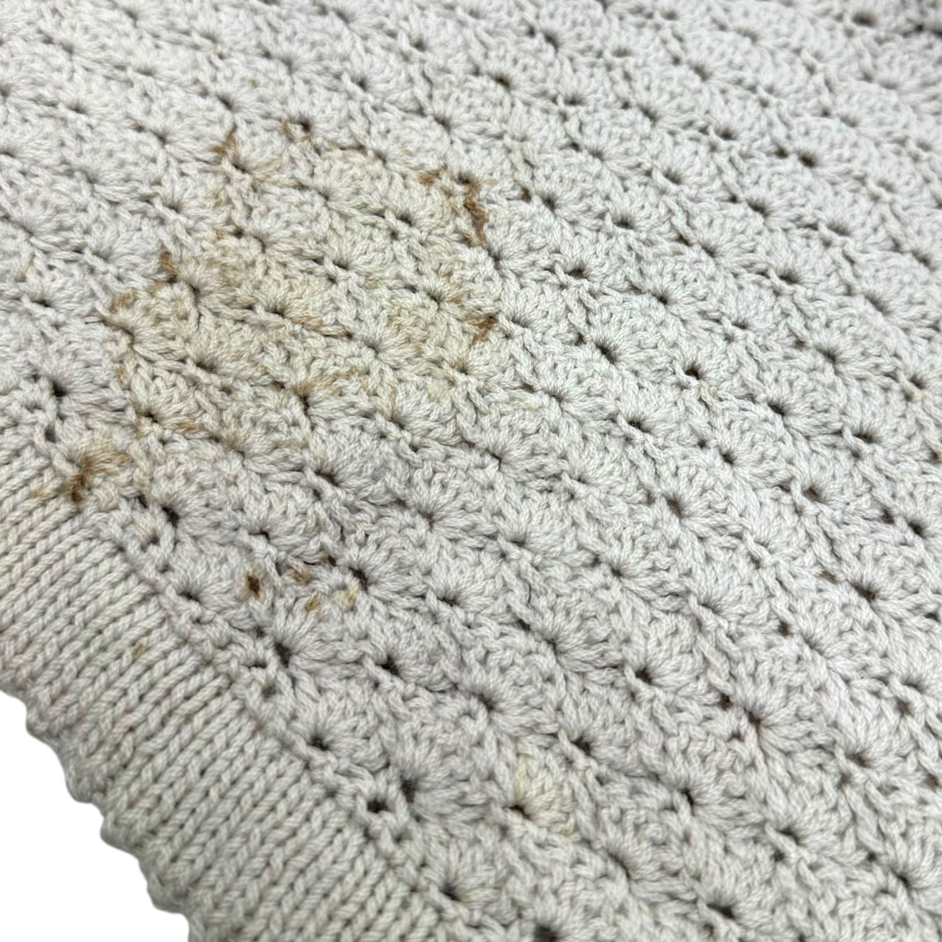 Euro vintage(ヨーロッパヴィンテージ) 70's Mont Blanc_ami ami lace knit skirt ニットレース編みスカート 表記無し(Mサイズ程度) ベージュ / 後見頃裾に汚れ有