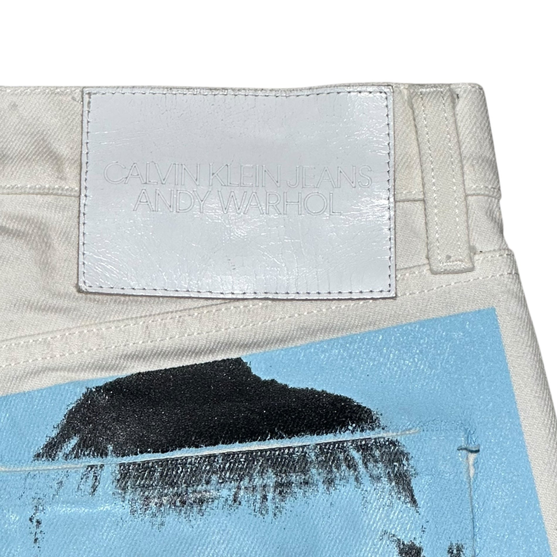 Calvin Klein Jeans(カルバンクラインジーンズ) ANDY WARHOL Face Print Denim Pants カルバン クライン フェイス プリント デニム パンツ PW-16A-PW-21A W31 L30 ホワイト