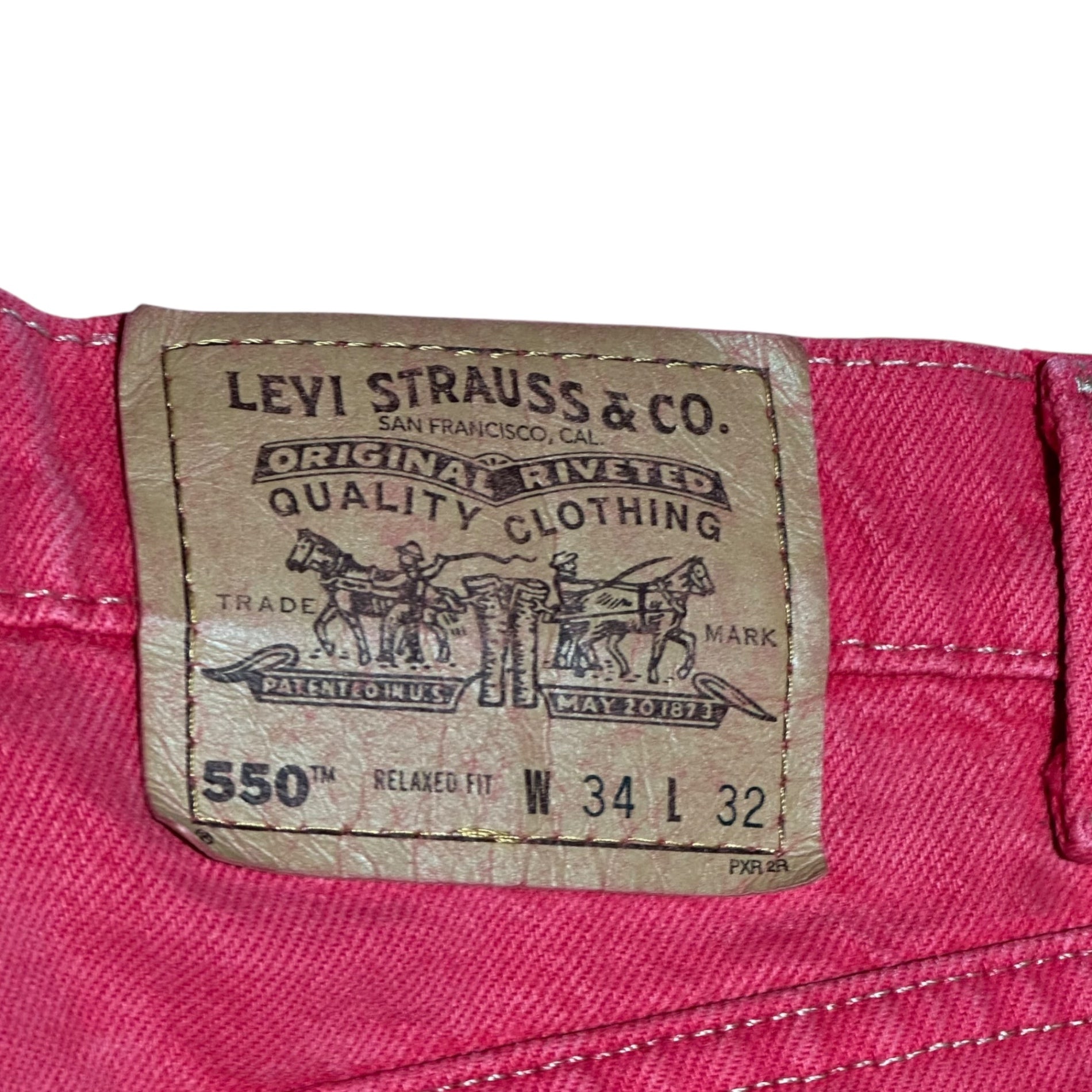 Levi's(リーバイス) 90's 550 USA made RELAXED FIT TAPERED LEG カラー テーパード デニム パンツ 40550-4123 W34 L32 レッド 90年代 1997年製造 オレンジタブ