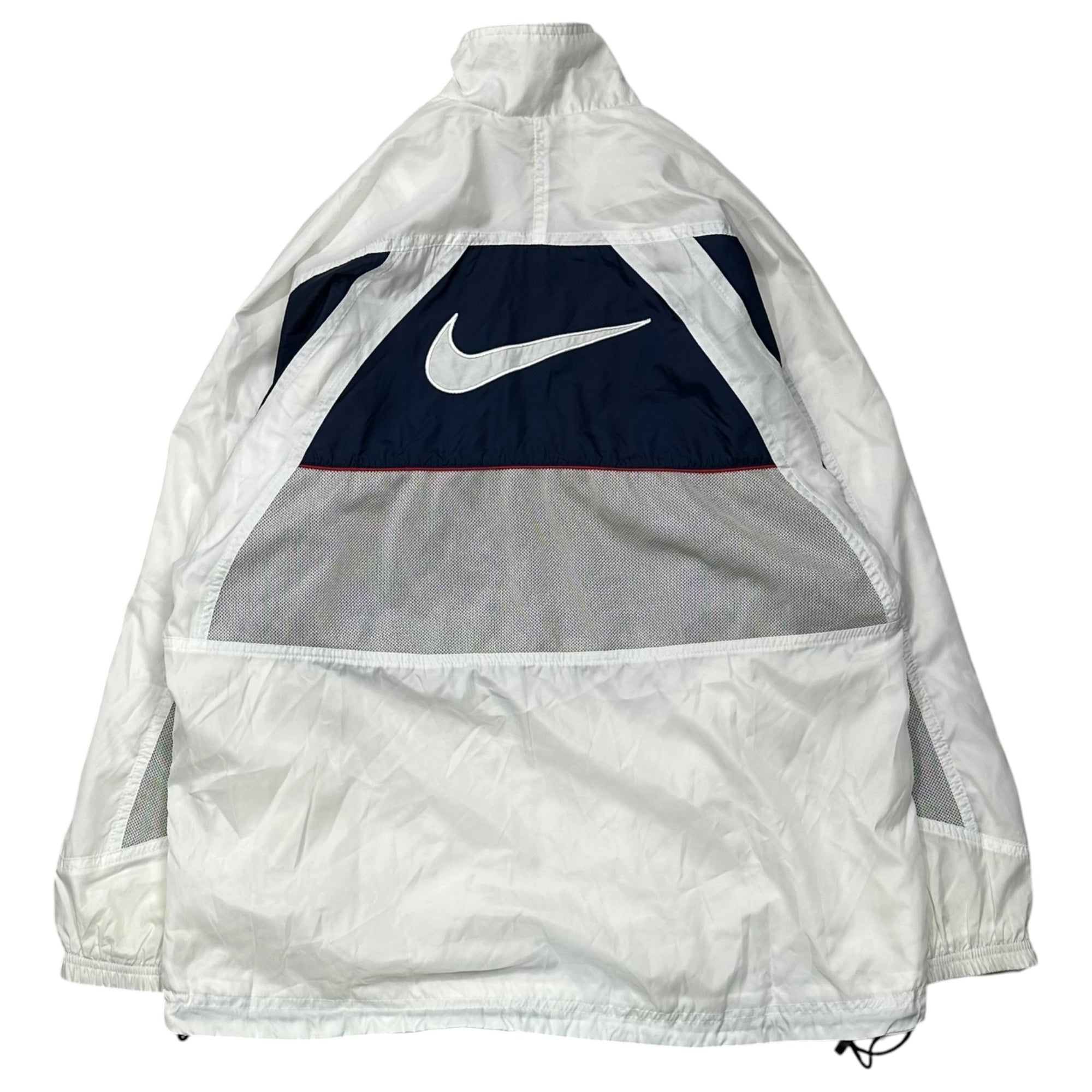 NIKE(ナイキ) 00's Swoosh logo nylon jacket スウッシュ ロゴ ナイロン ジャケット S ホワイト×ネイビー