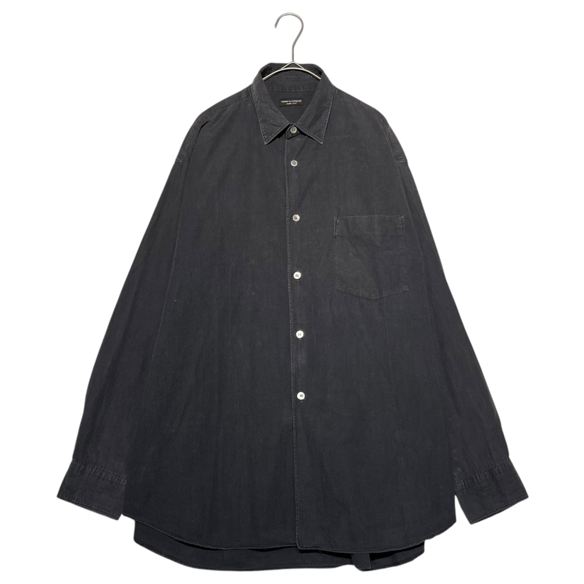 COMME des GARCONS HOMME PLUS(コムデギャルソンオムプリュス) 80's Small collar big silhouette long sleeve shirt スモールカラー ビッグシルエット 長袖 シャツ 80年代 本人期 川久保玲 PB-050370 FREE ブラック AD表記無し(80年代)