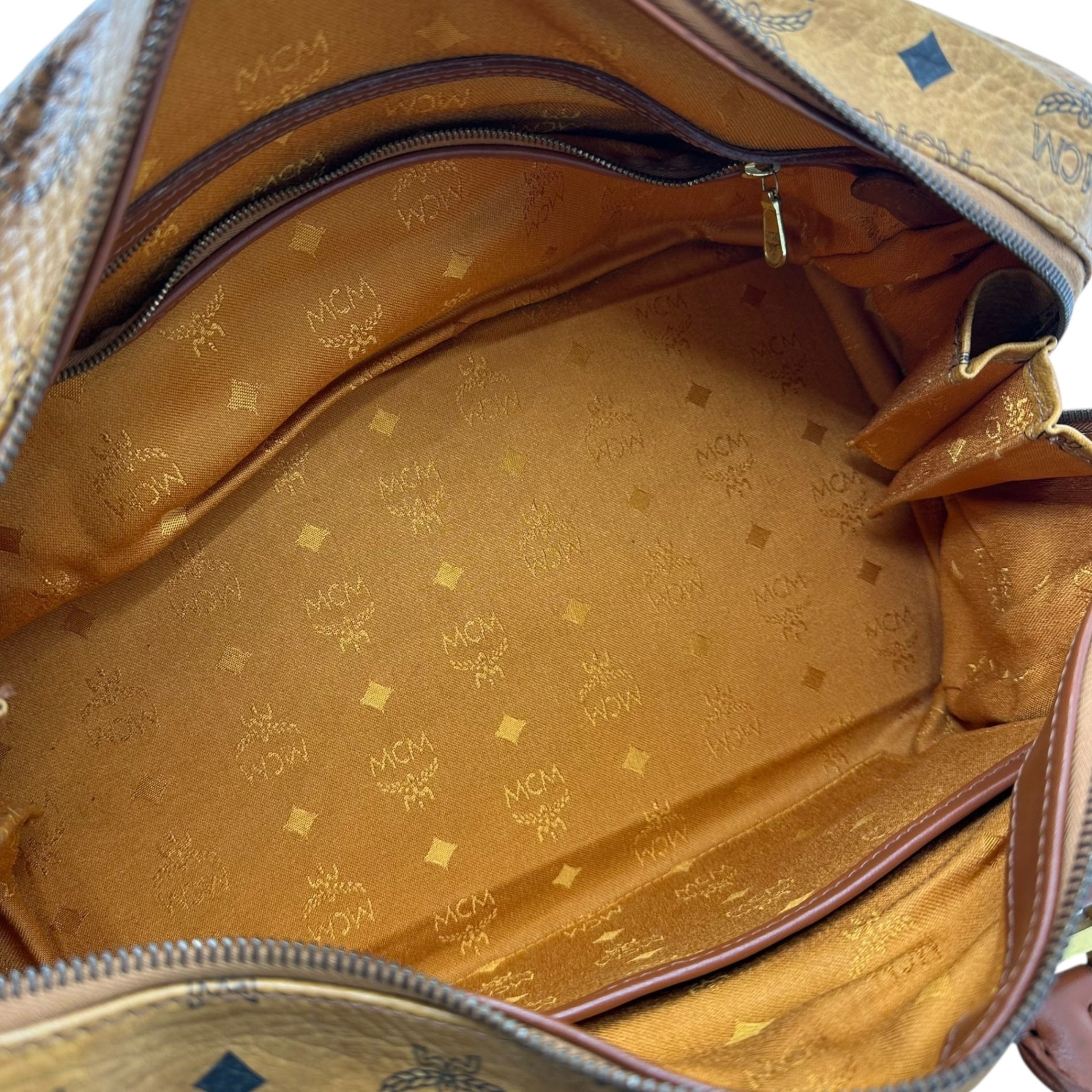 MCM(エムシーエム) 2way Shoulder Mini Boston Bag ショルダー ミニ ボストン バッグ ブラウン ririジップ