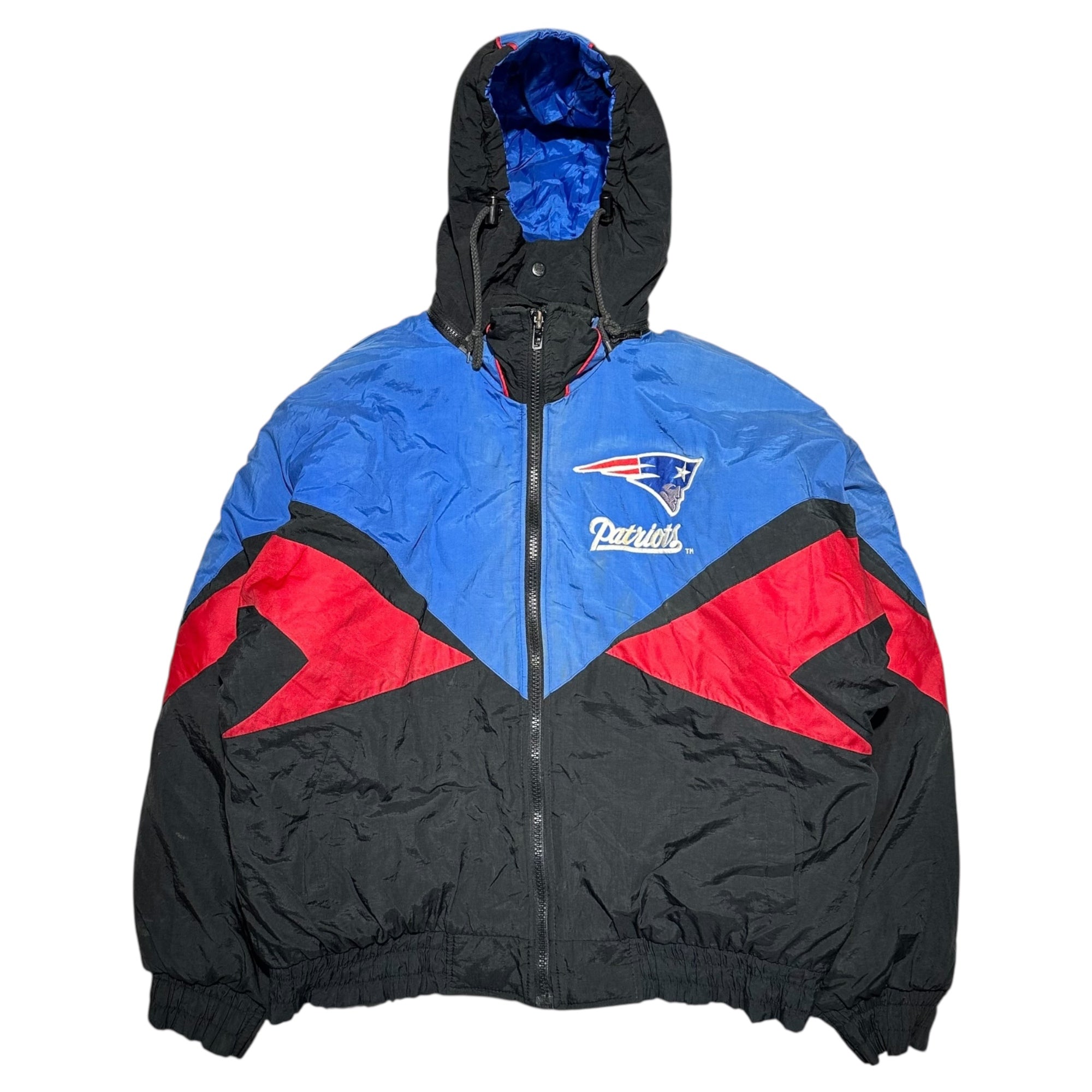 Pro PLayer(プロプレイヤー) 90's NFL "Patriots" Padded Nylon Jacket パテッド ナイロン ジャケット M ブルー×ブラック 90年代 ヴィンテージ ニューイングランド ペイトリオッツ