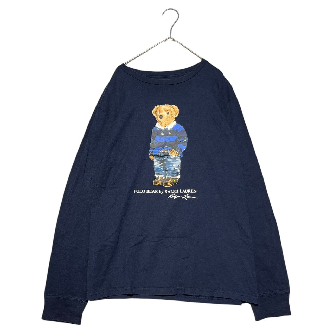 POLO RALPH LAUREN(ポロラルフローレン) American Casual Style Polo Bear Long Sleeve T-Shirt Cut and Sewn アメカジスタイル ポロベア 長袖 Tシャツ カットソー XL ネイビー