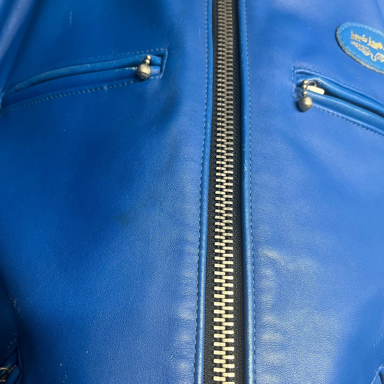 LEWIS Leathers(ルイスレザー) Twin stripes Super Sportsman ツイン ストライプス スーパー スポーツマン ライダース ジャケット レザー SIZE 38(S~M程度) ブルー×イエロー