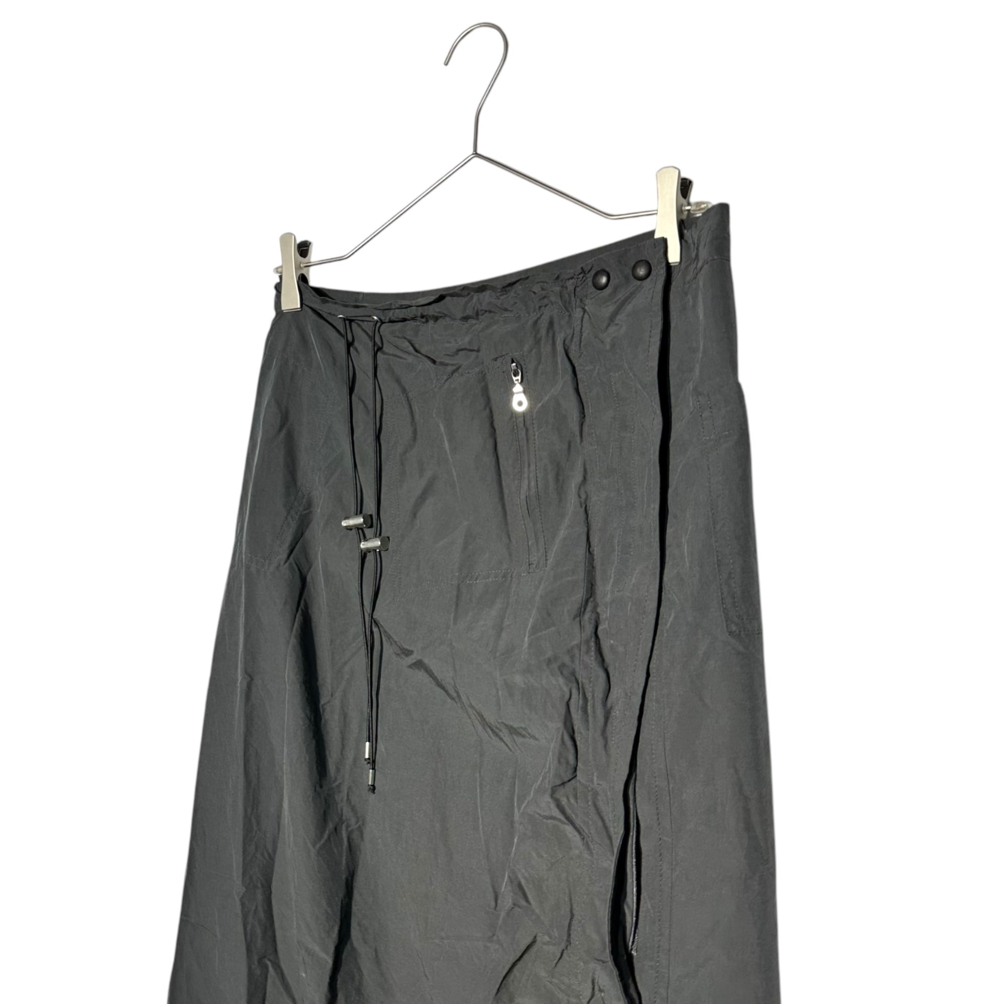 i Blues(イブルース) 00's Nylon Gimmick Slit Long Skirt ナイロン ギミック スリット ロング スカート 42(L程度) グレー
