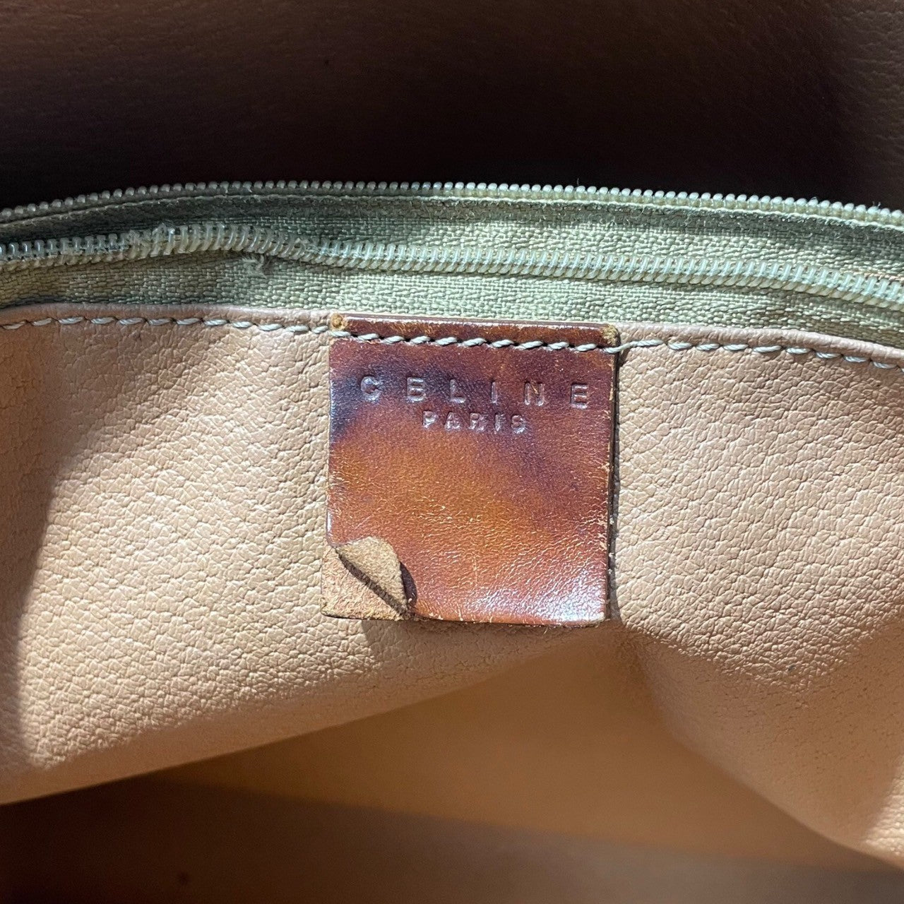 CELINE(セリーヌ) macadam pattern handbag マカダム 柄 ハンド バッグ DM97 ベージュ×ブラウン OLD ヴィンテージ ミニ トート