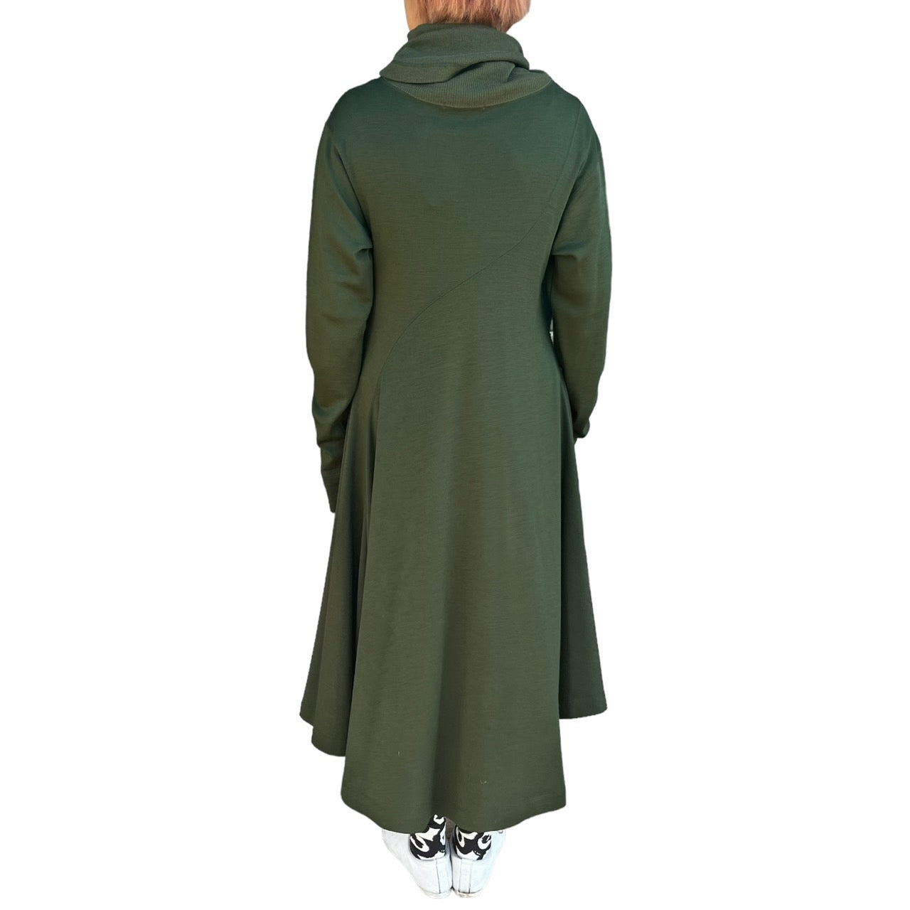 ISSEY MIYAKE(イッセイミヤケ) 80's筆タグ ウール ニット 切替ワンピース 変形 アシンメトリー JY23028 M カーキ 80年代 ヴィンテージ
