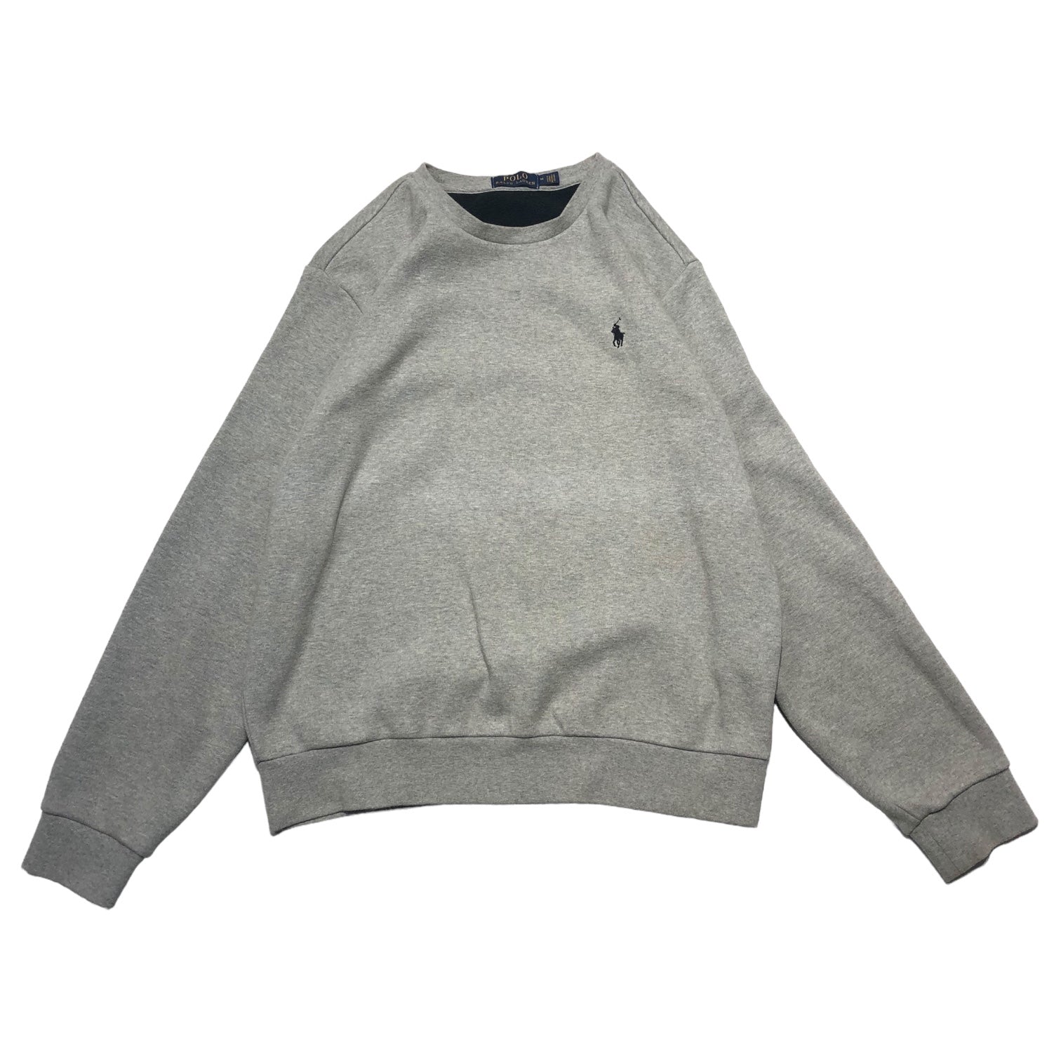 POLO RALPH LAUREN(ポロラルフローレン) Fleece lining one point sweatshirt 裏フリース ワンポイント スウェット M グレー×ブラック