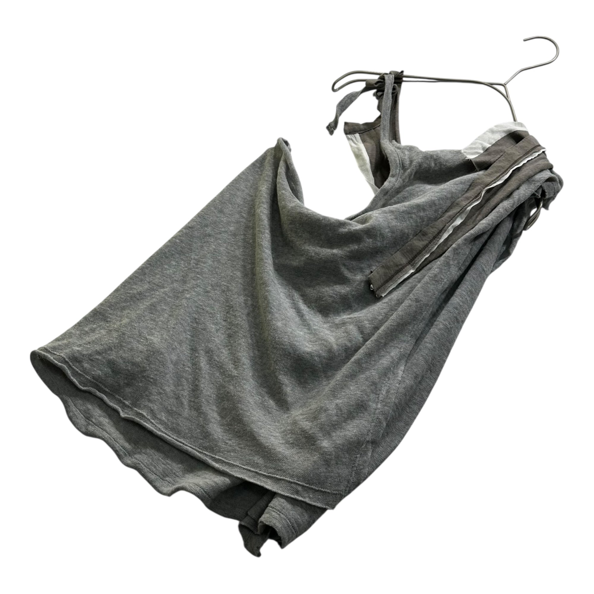 YOHJI YAMAMOTO+NOIR(ヨウジヤマモトプリュスノアール) 08SS Asymmetrical Knit Camisole アシンメトリー ニット キャミソール NM-T43-061 2 グレー×ベージュ タンクトップ
