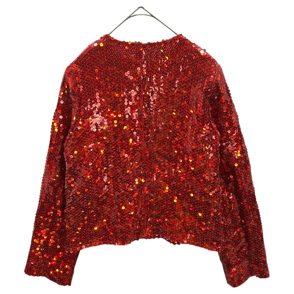 COMME des GARCONS(コムデギャルソン) 1999AW Sequin Collarless Cropped Jacket スパンコール ノーカラー ショートレングス ジャケット GJ-04014S FREE レッド AD1999 90s アーカイブ 稀少