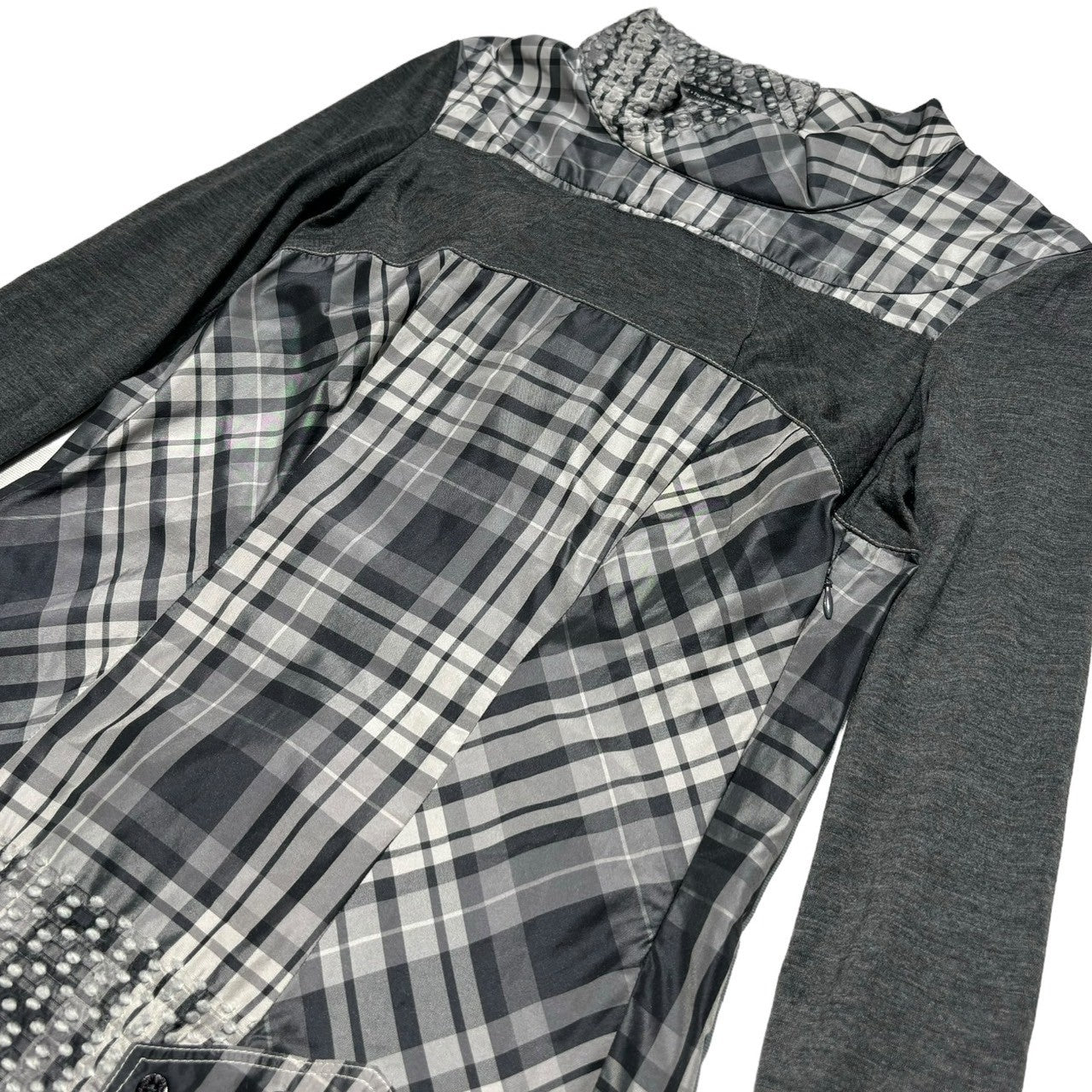 MARITHE FRANCOIS GIRBAUD(マリテフランソワジルボー) 00's Different material docking flare dress 異素材 ドッキング フレア ワンピース F7-9060 S グレー×ブラック Y2K 長袖