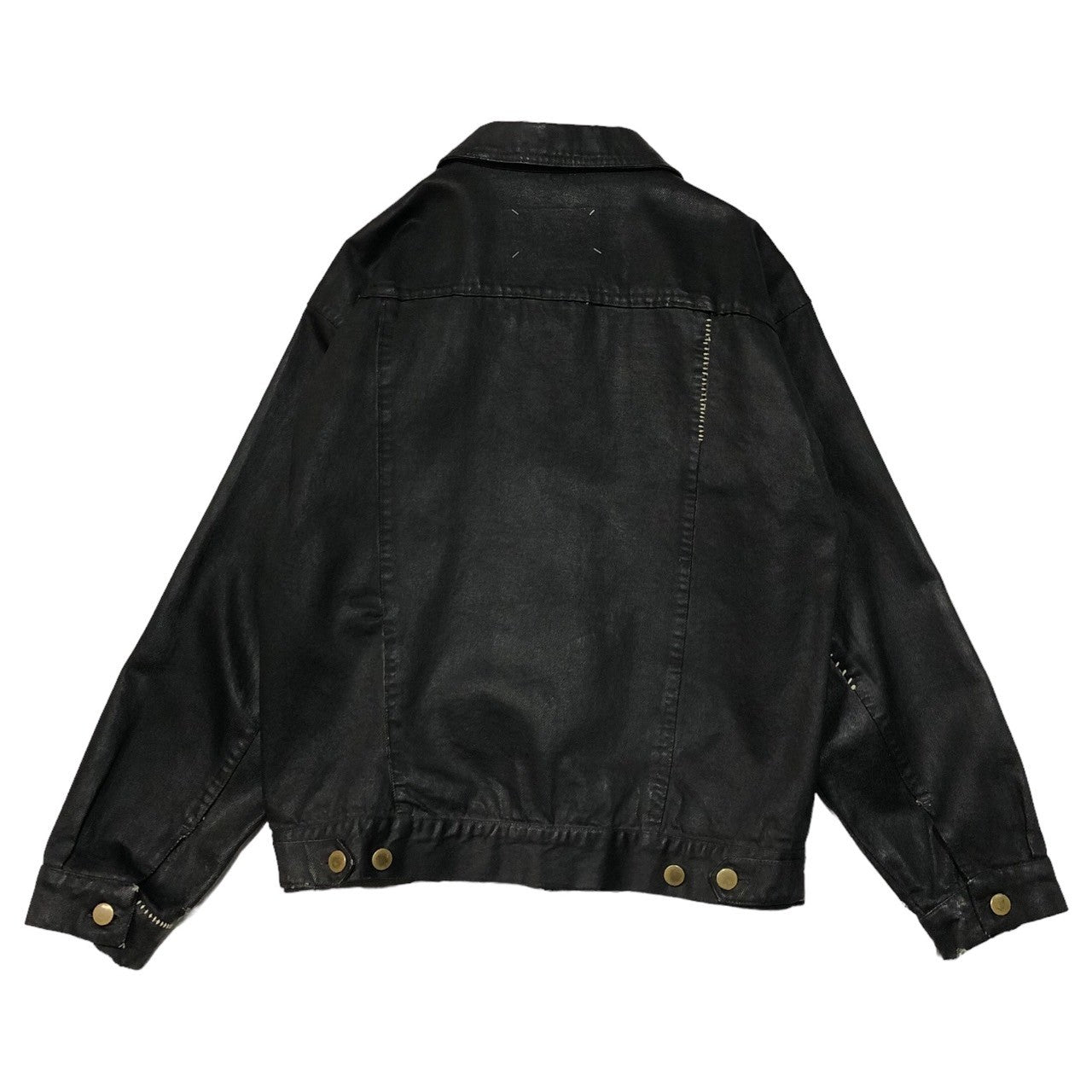 Maison Martin Margiela(メゾン マルタンマルジェラ) 90's Artisanal Bianchetto denim jacket アーティザナル ペンキ 加工 デニム ジャケット ワイルドステッチ ビアンケット M ブラック 白タグ 90年代 オーバーサイズ メンズサイズ