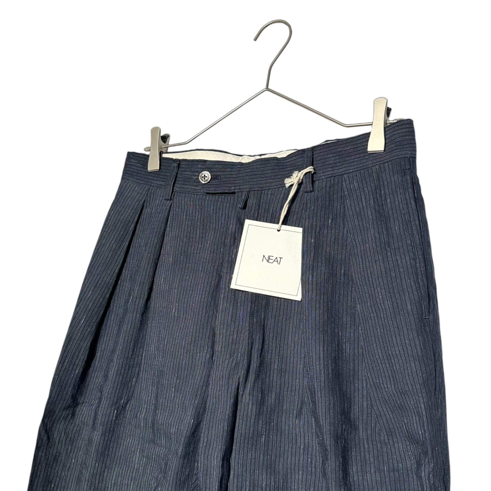 NEAT(ニート) 23SS Lanificio Luigi Ricceri Wide-type1 ストライプ ワイド パンツ 23-01RSW-TI 44 ネイビー スラックス