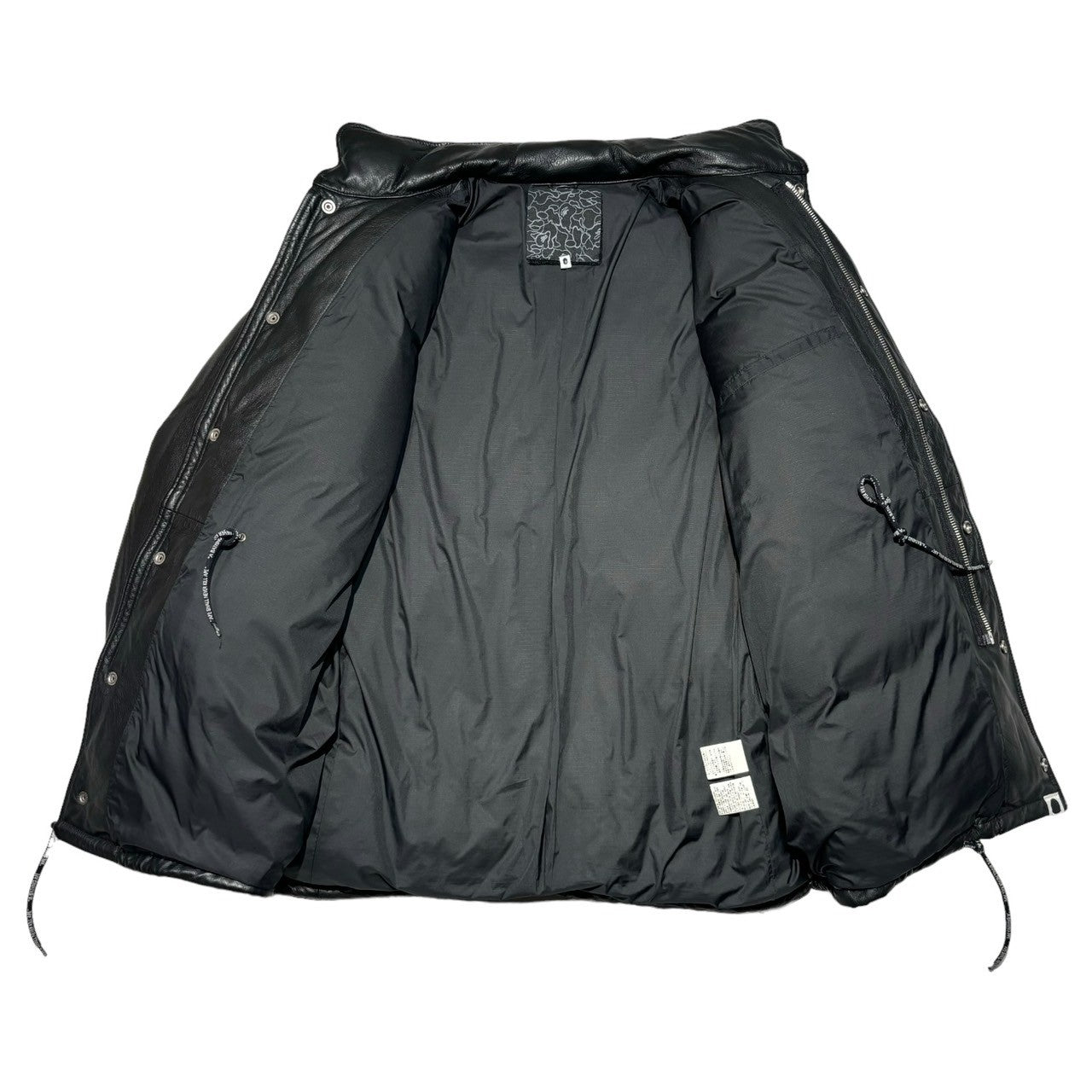 BAPE BY A BATHING APE(ベイプ バイ アベイシングエイプ) M-65 type leather down jacket M-65タイプ レザーダウン ジャケット XL ブラック SAMPLE品