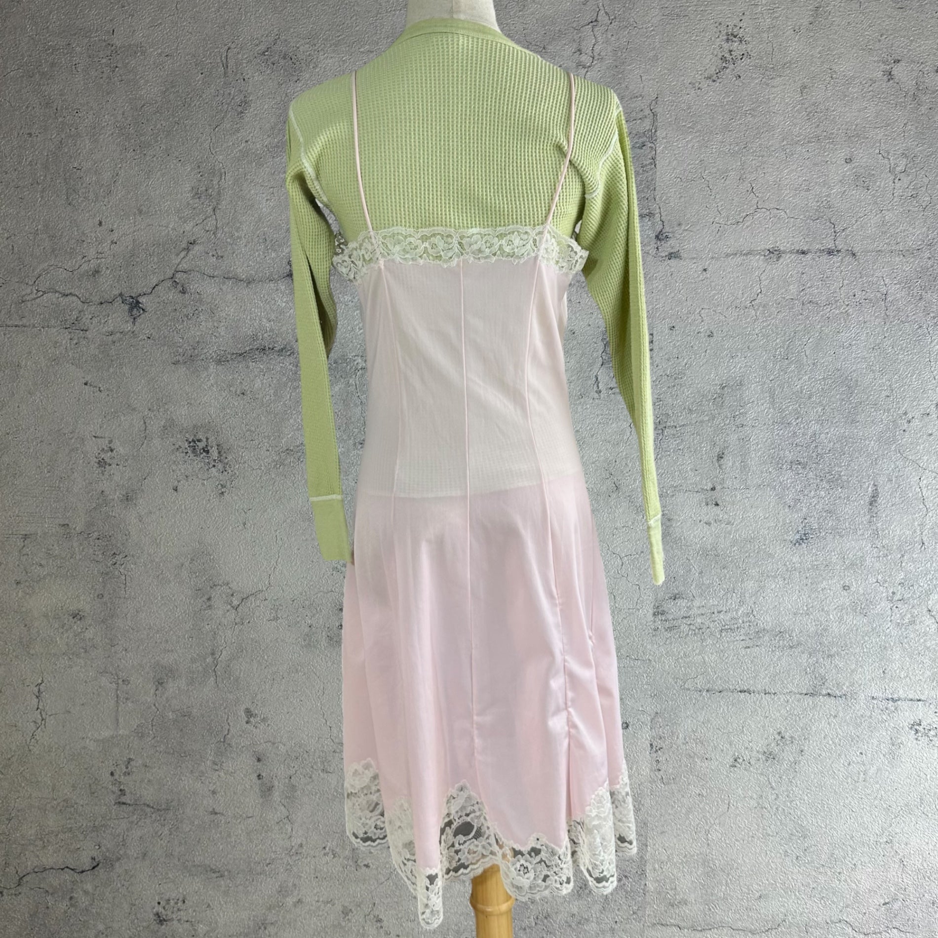 VINTAGE(ヴィンテージ) J.E MORGAN waffle thermal tops ワッフル生地サーマルカットソー 34-36 グリーン