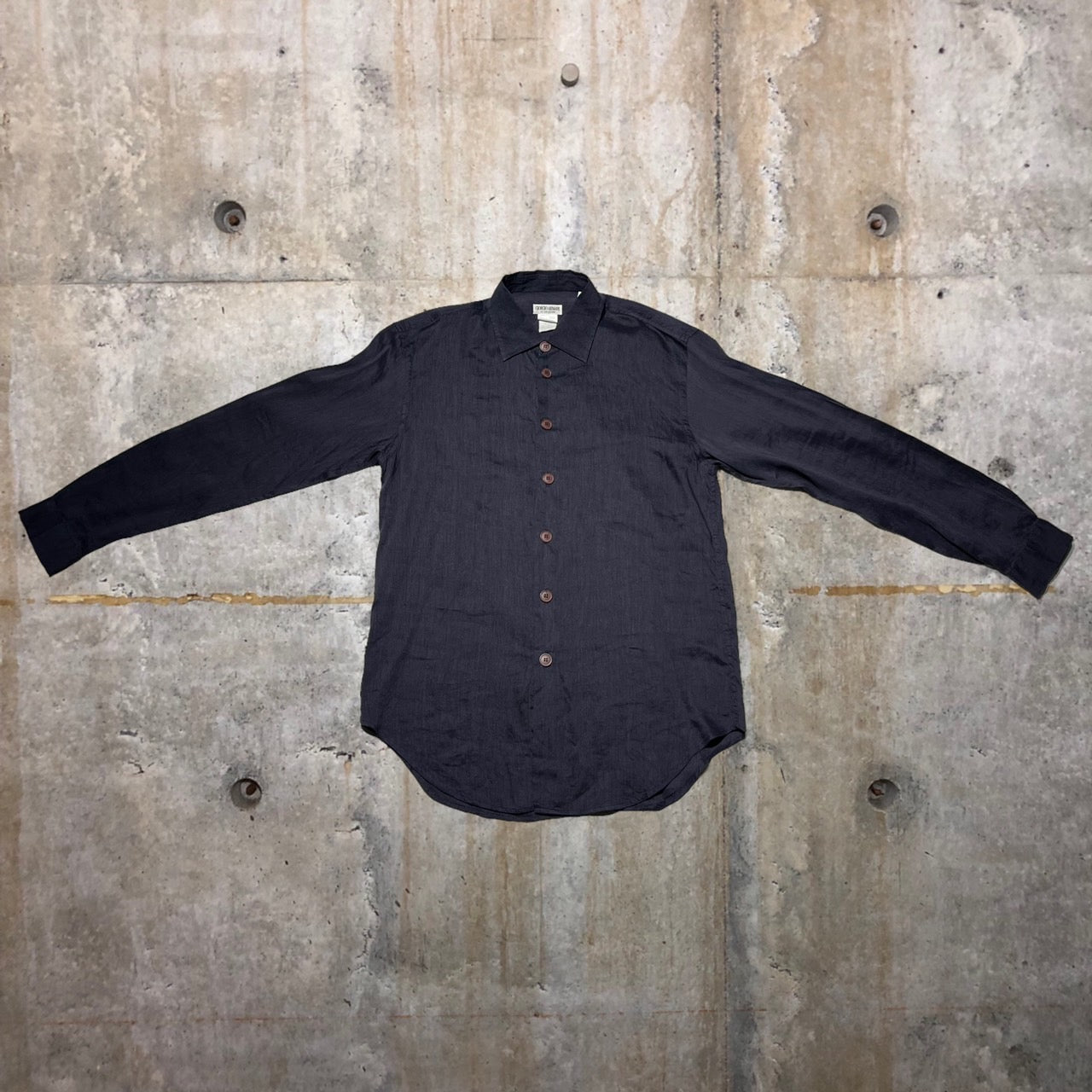 GIORGIO ARMANI(ジョルジオアルマーニ) 90'sビッグボタンシャツ M ネイビー リネン