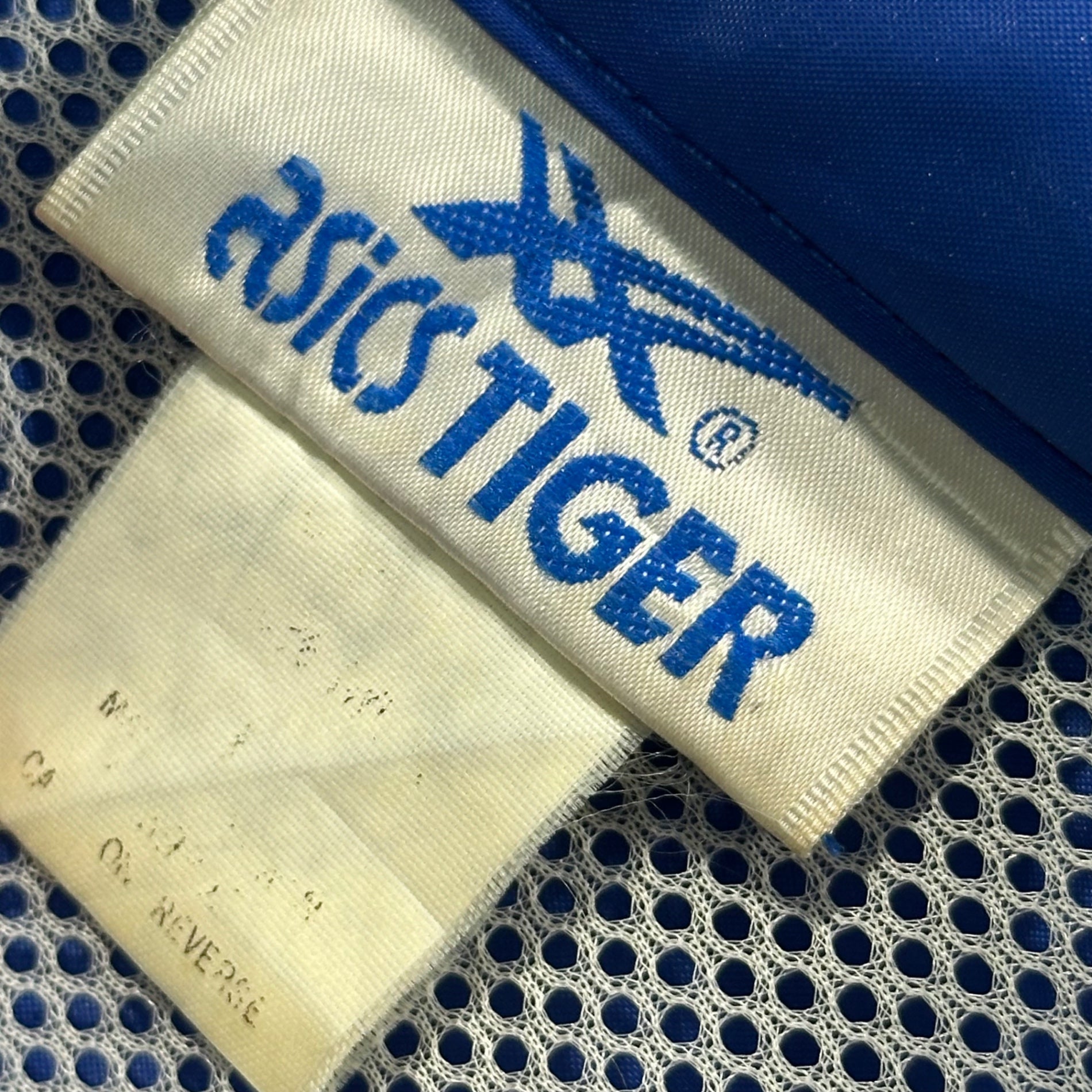 asics tiger(アシックスタイガー) 80's Zip-up Nylon Jacket ジップアップ ナイロン ジャケット 表記無(XL程度) ブルー×イエロー 80年代 ヴィンテージ