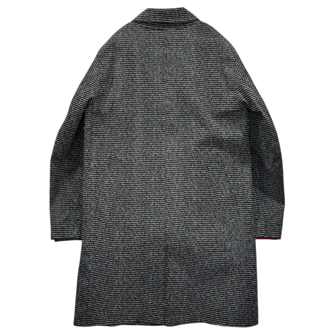 MACKINTOSH×BAND OF OUTSIDERS(マッキントッシュ×バンドオブアウトサイダーズ) Laurel Eve Sam Text Print Rubber-Coated Coat ロレル イブサム テキスト プリント ゴム引き コート 40 ブラック