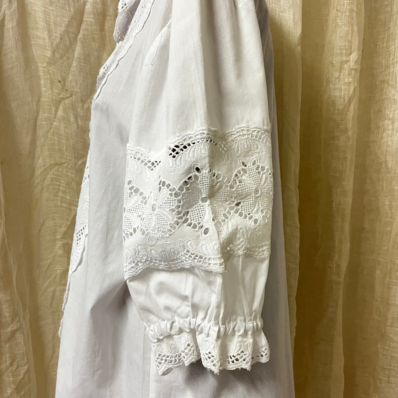 vintage(ヴィンテージ) 80~90's front frill short sleeve blouse フロントフリルショートブラウス 40(M~Lサイズ程度) ホワイト