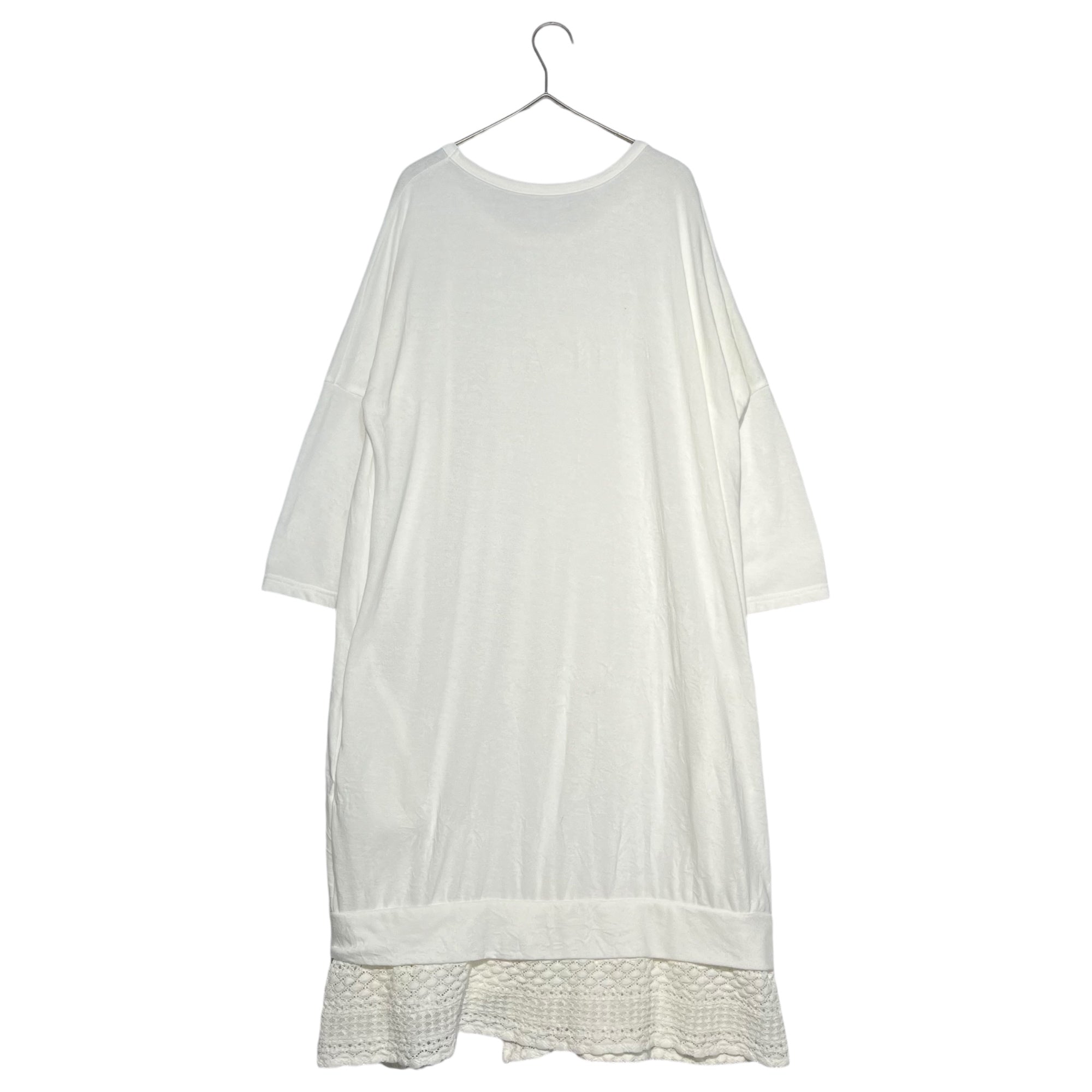 Y's(ワイズ) Lace hem long cotton cut and sew dress 裾 レース ロング コットン カットソー ワンピース YX-T22-665 2 ホワイト 半袖