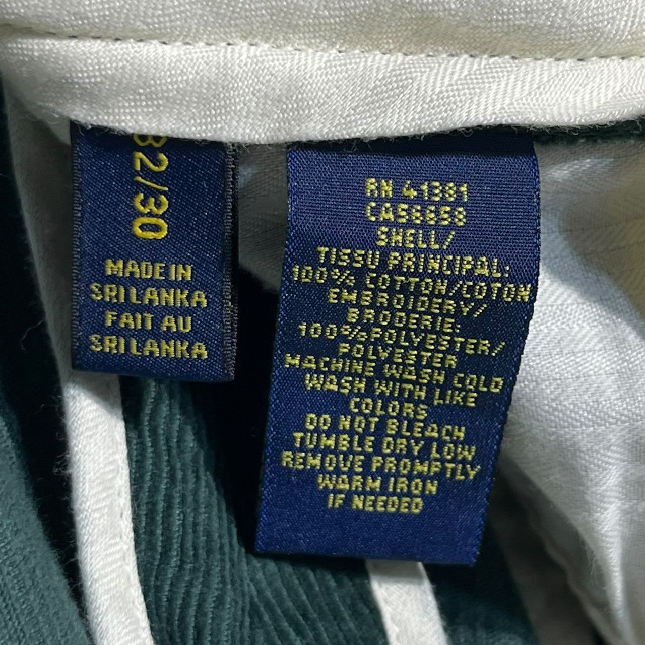 POLO RALPH LAUREN(ポロラルフローレン) Duck embroidery corduroy pants カモ 刺繍 コーデュロイ パンツ 32/30 グリーン ストレート