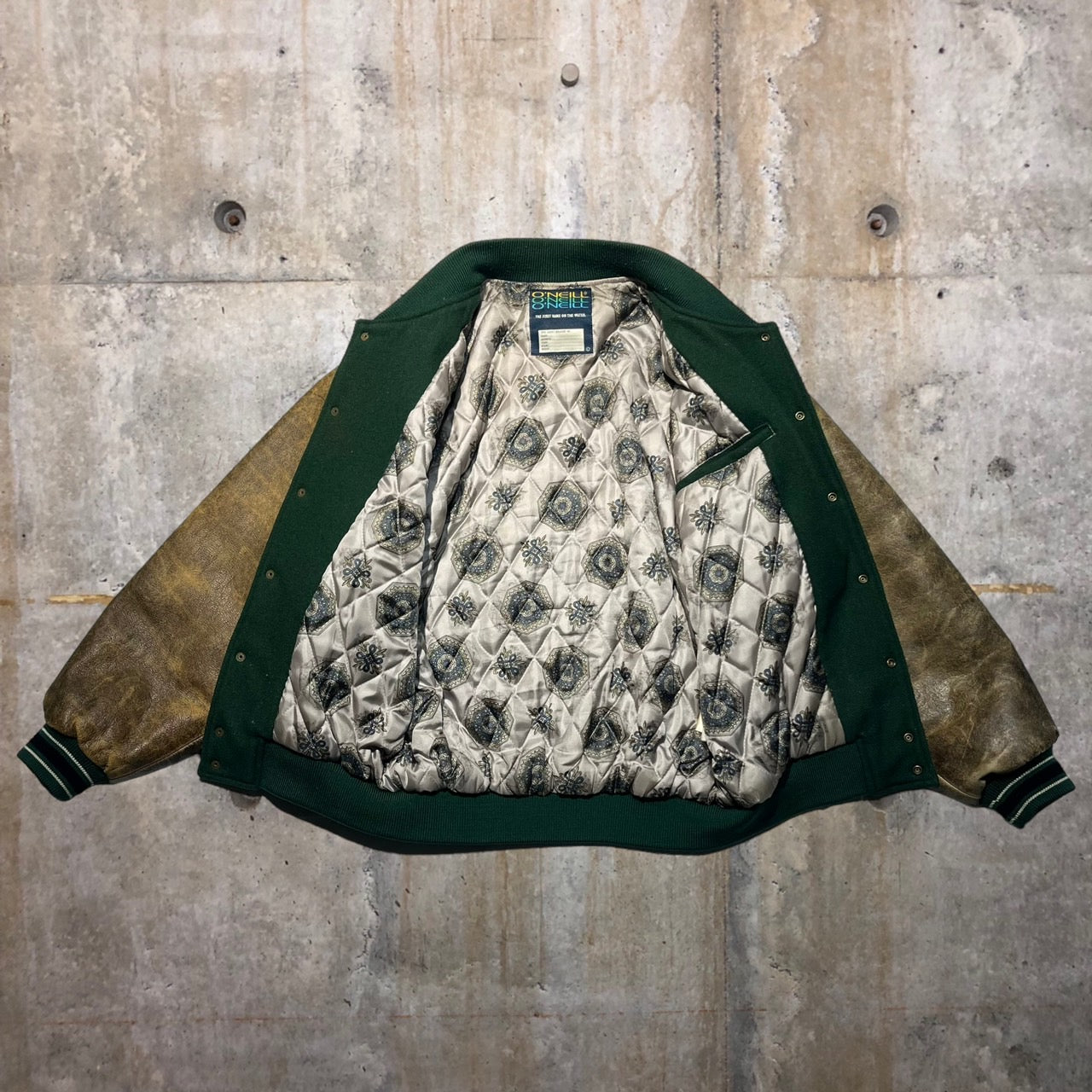 O'NEIL(オニール) 90's レザー切替オーバーサイズスタジャン L グリーン