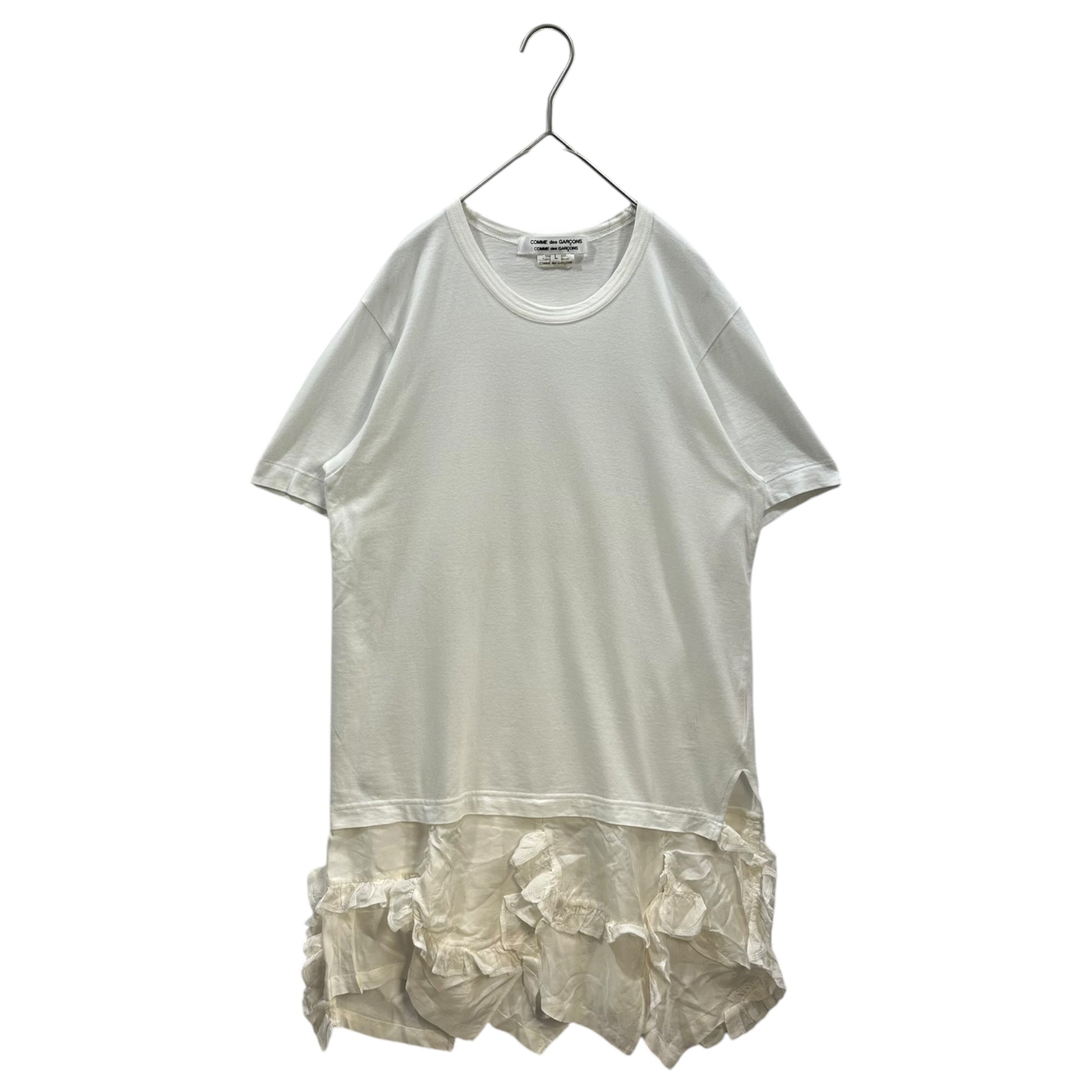 COMME des GARCONS COMME des GARCONS(コムデギャルソンコムデギャルソン) 2016SS Hem-Frill Crew-Neck T-Shirt 裾フリル クルーネック Tシャツ RQ-T046 L ホワイト AD2015 男性着用可能