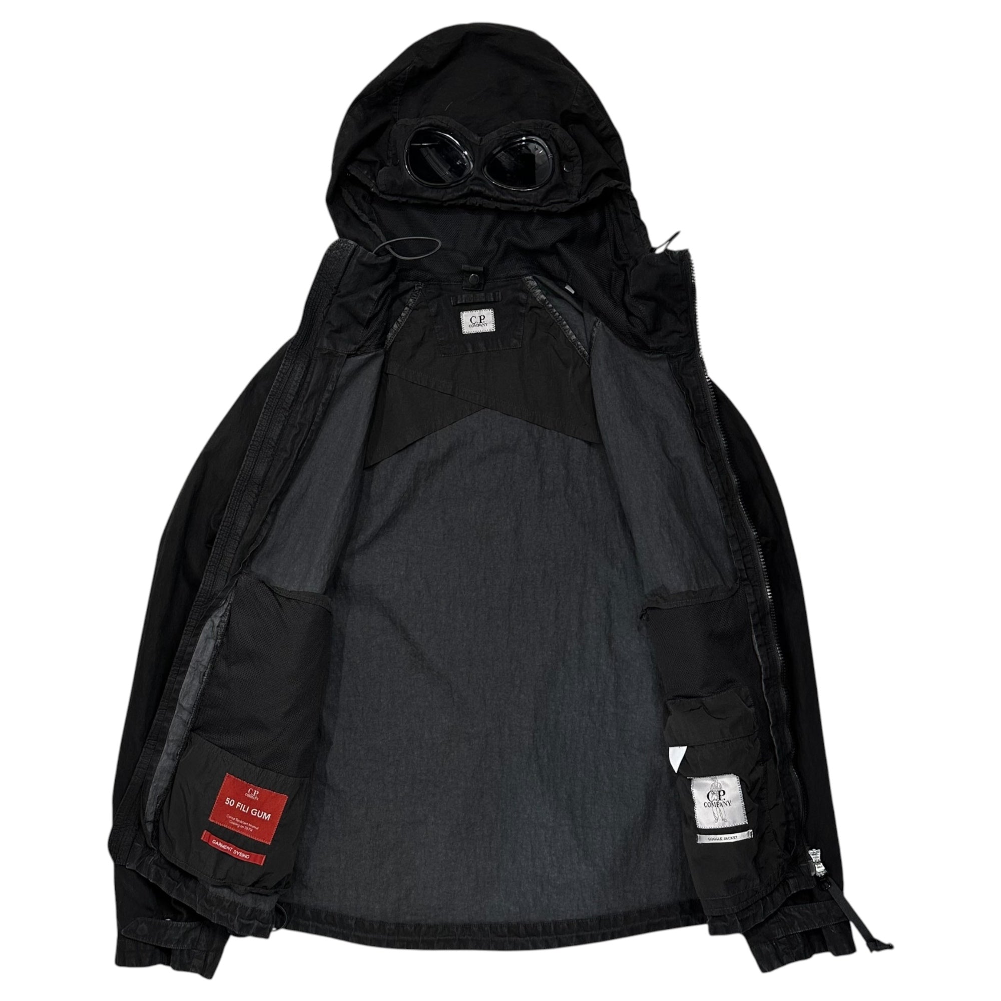 C.P.COMPANY(シーピーカンパニー) 2022SS 50 FILI GUM GOGGLE JACKET ガーメントダイ ゴーグル ジャケット 12CMOW209A 48 ブラック