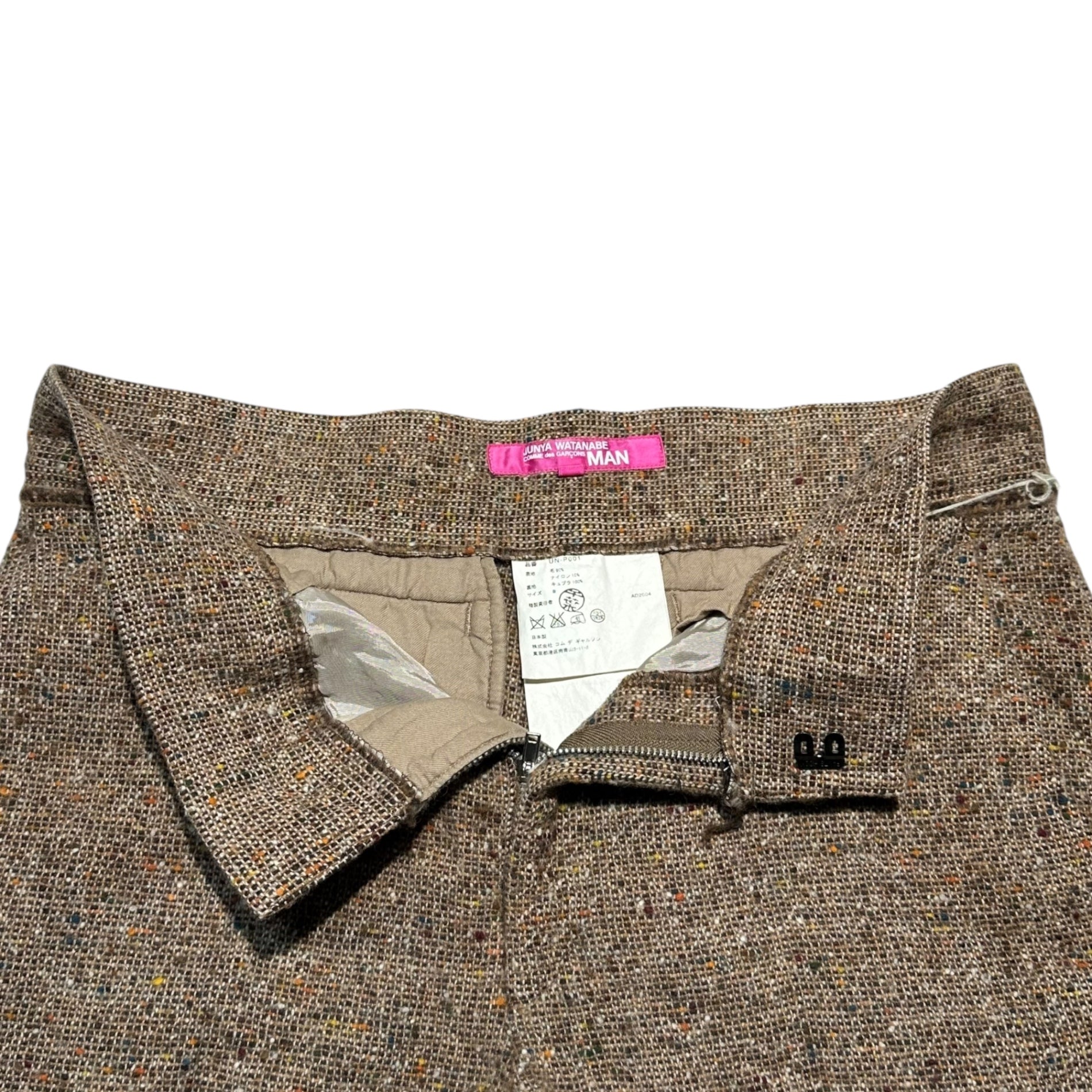 JUNYA WATANABE MAN PINK(ジュンヤワタナベマンピンク) 04AW Unfinished Hem Tweed Half Pants 縮絨加工 切りっぱなし ツイード ハーフ パンツ UN-P001 S ベージュ ショーツ