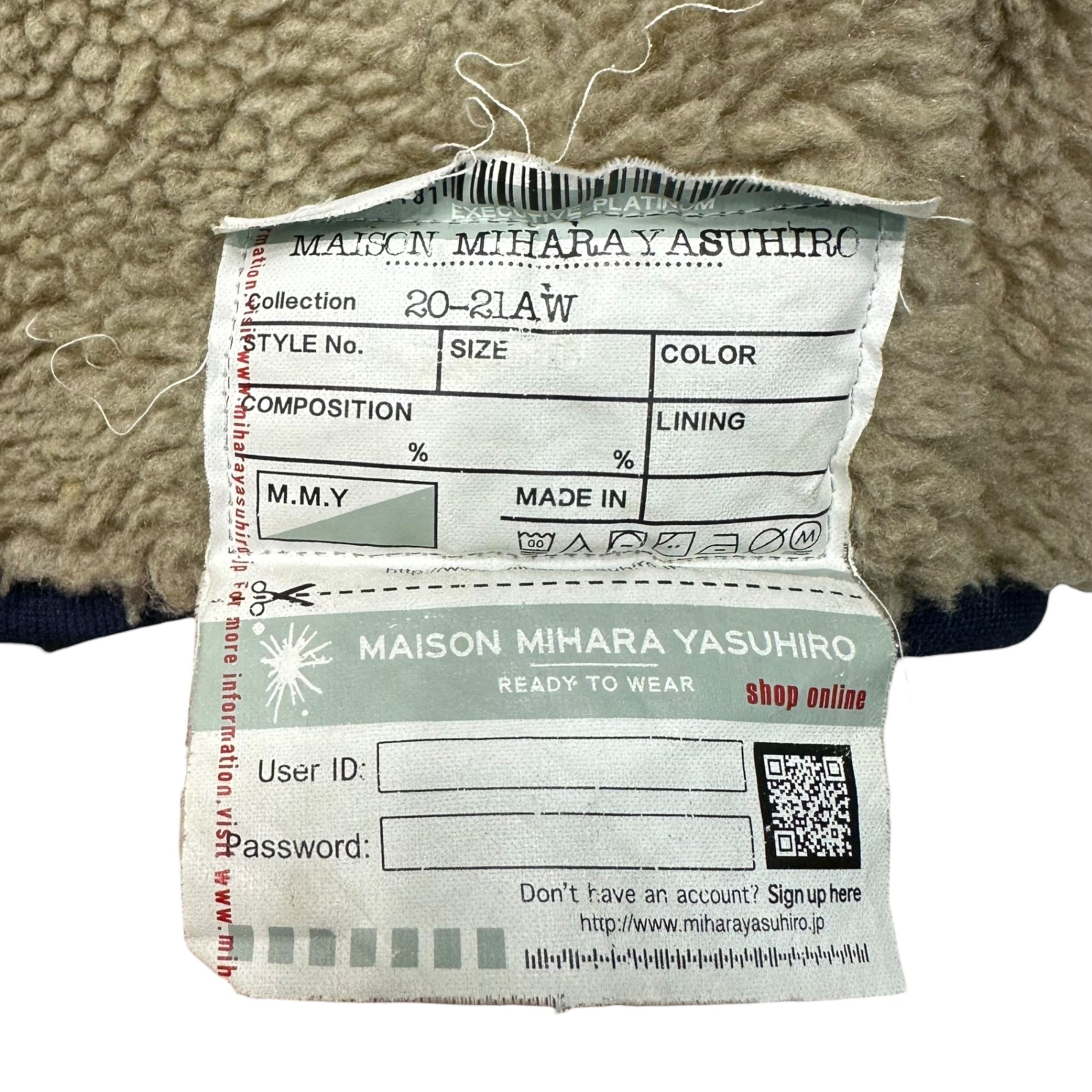 Maison MIHARA YASUHIRO(メゾンミハラヤスヒロ) 21AW Enlarged zip boa blouson イングランド ジップ ボア ブルゾン A05BL621 46(S) ベージュ×ネイビー