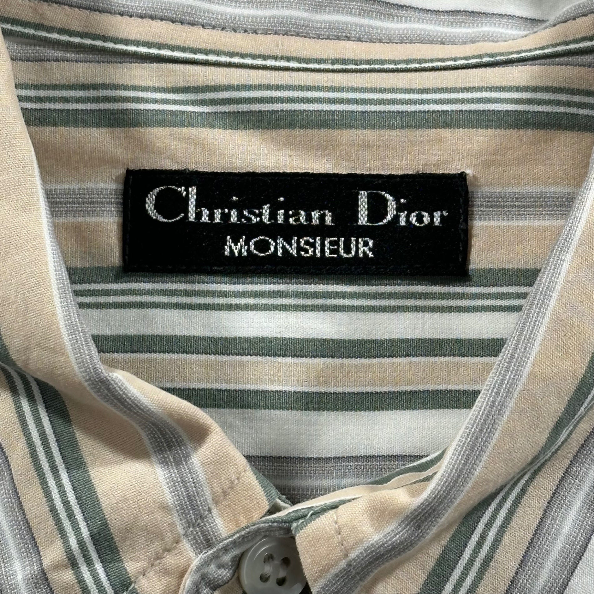 Christian Dior MONSIEUR(クリスチャンディオールムッシュ) 90's Striped L/S Shirt ストライプ 長袖 シャツ L ベージュ