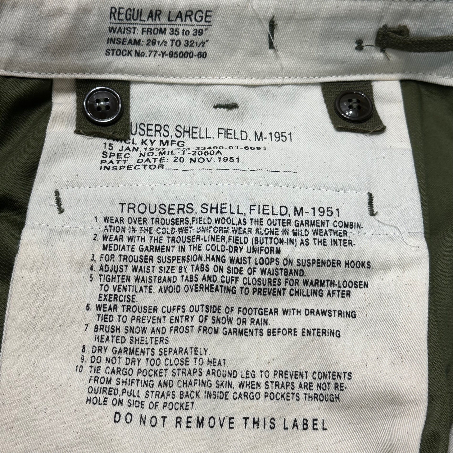 YMCL KY(ワイエムシーエルケーワイ) M-51 Cargo Pants カーゴ パンツ 77-Y-95000-60 REGULAR LARGE オリーブ ミリタリー レプリカ