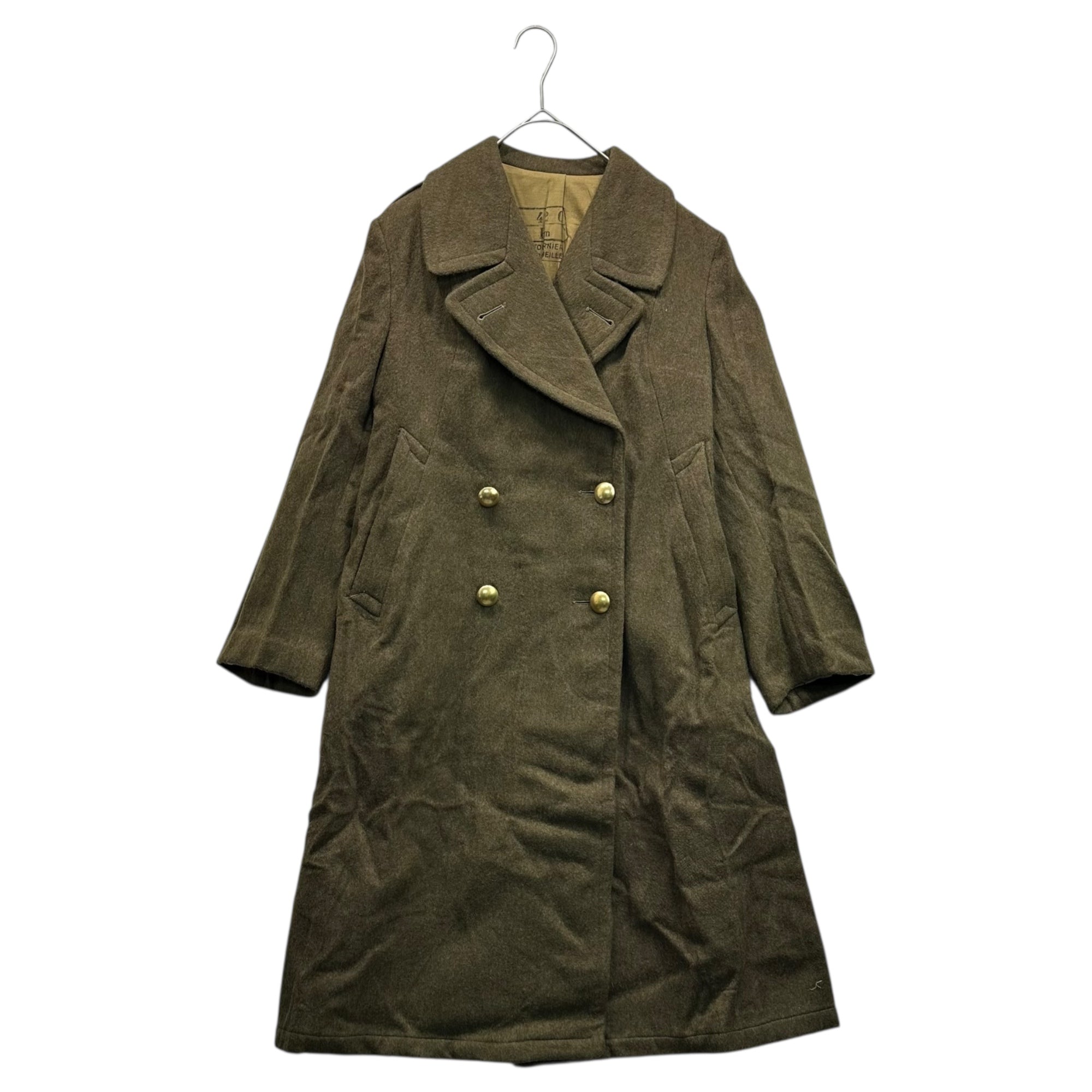 FRENCH MILITARY(フランス軍) 50's~ Vintage Officer Wool Long Coat ヴィンテージ オフィサー ウール ロング コート 42 オリーブ 推定50年代 メルトン