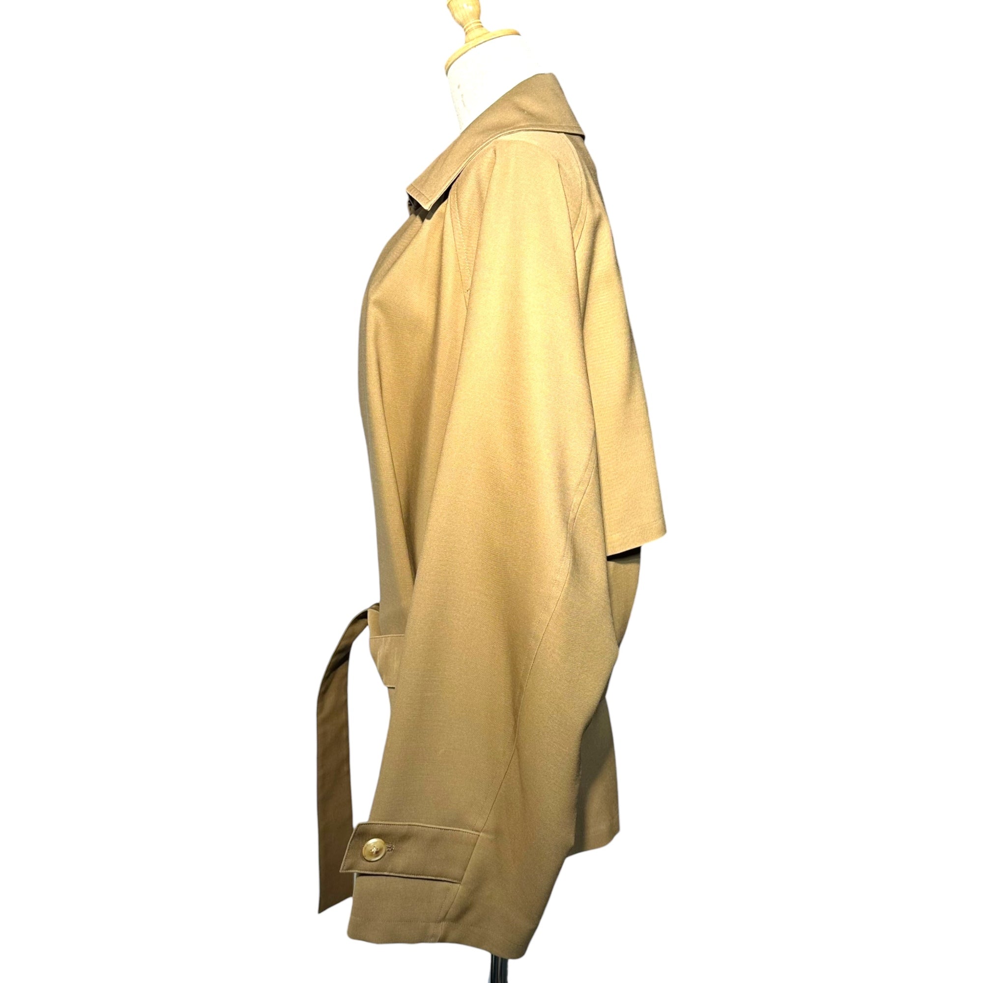 Blanc YM(ブランワイエム) Wide Silhouette Short Trench Coat ワイド シルエット ショート トレンチ コート S ブラウン ウール100% 定番人気商品 参考定価78,100円(税込)