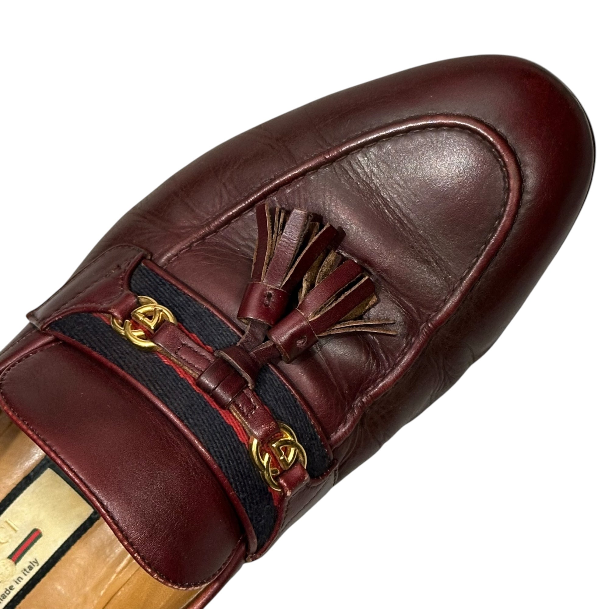 GUCCI(グッチ) 2020AW Interlocking Tassel Loafers インターロッキング タッセル ローファー 624720 6 1/2(25.5 cm程度) ワインレッド 革靴